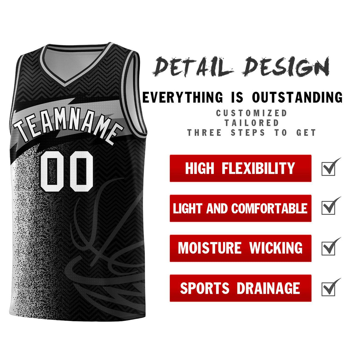 Custom Black Dot Scatter Graffiti Pattern Sports Uniform Basketball Jersey|KXKSHOP