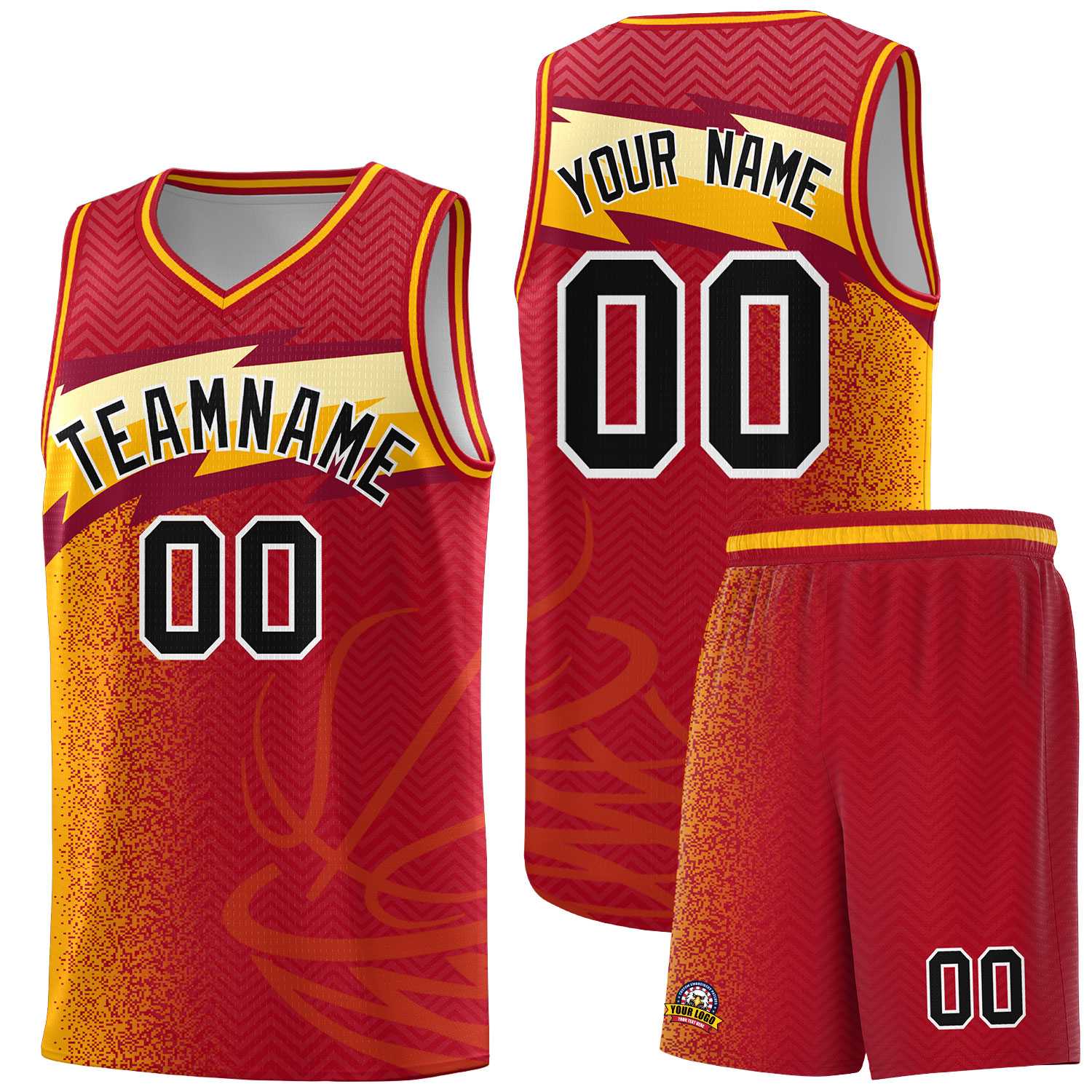 Custom Red Dot Scatter Graffiti Pattern Sports Uniform Basketball Jersey|KXKSHOP