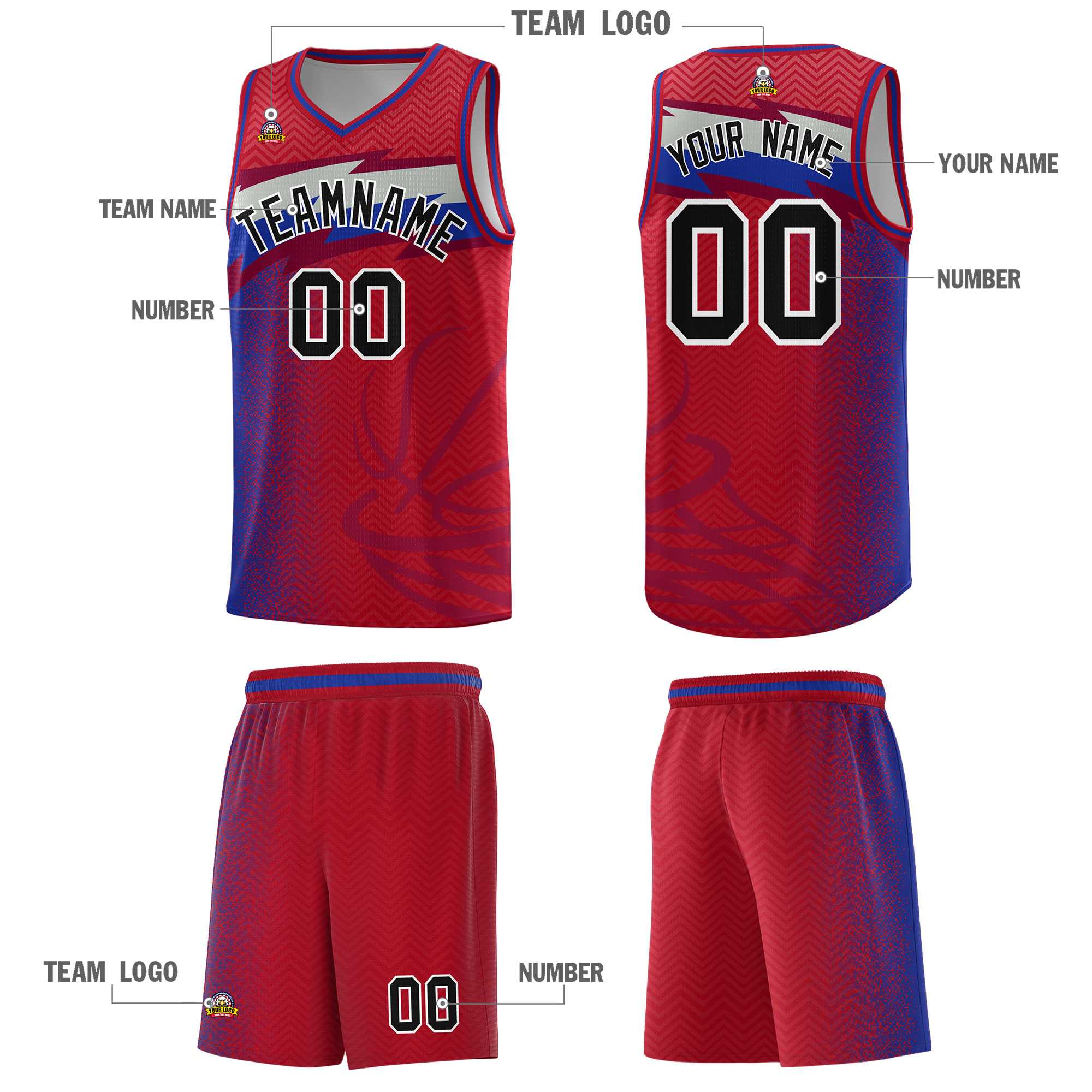 Custom Red Dot Scatter Graffiti Pattern Sports Uniform Basketball Jersey|KXKSHOP
