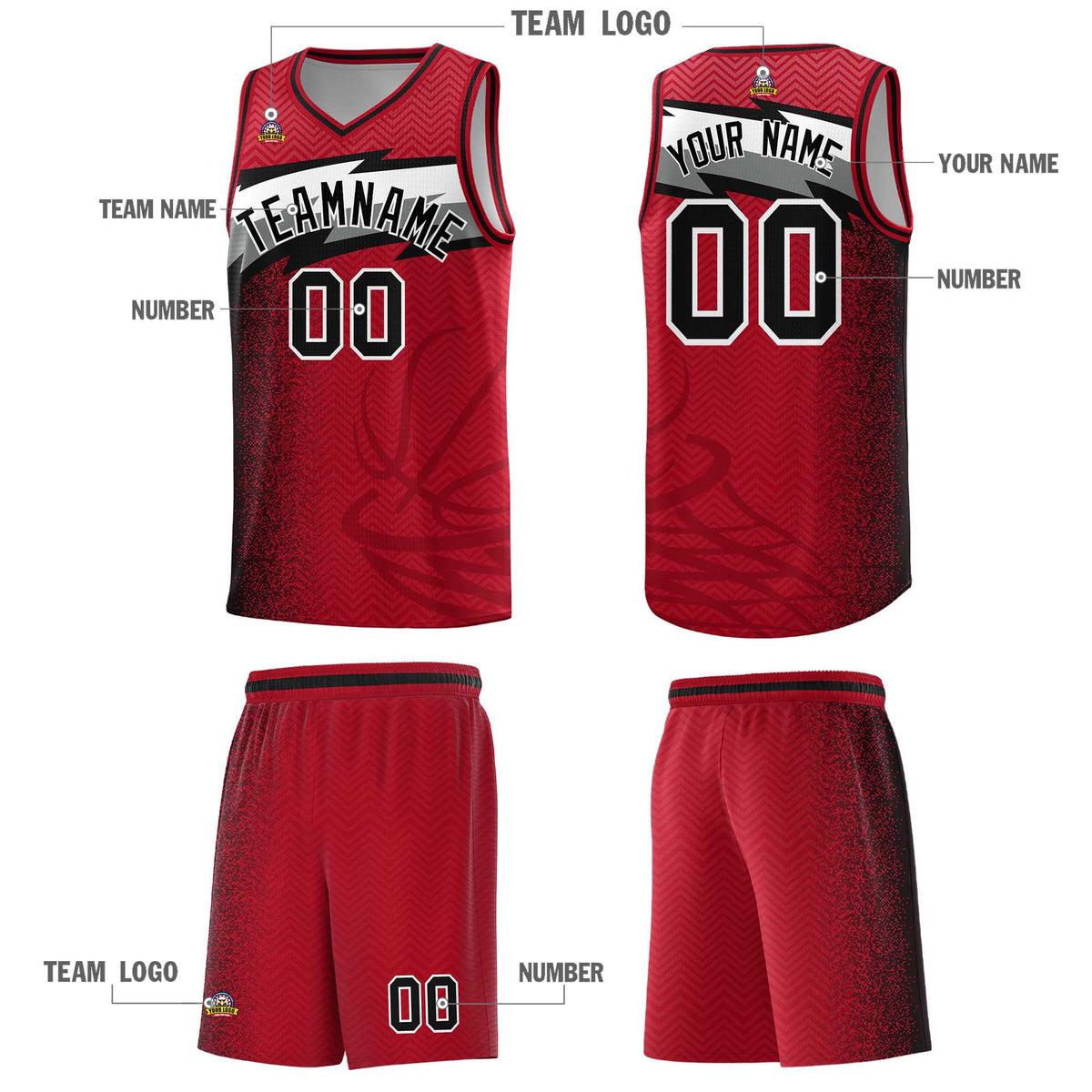 Custom Red Dot Scatter Graffiti Pattern Sports Uniform Basketball Jersey|KXKSHOP