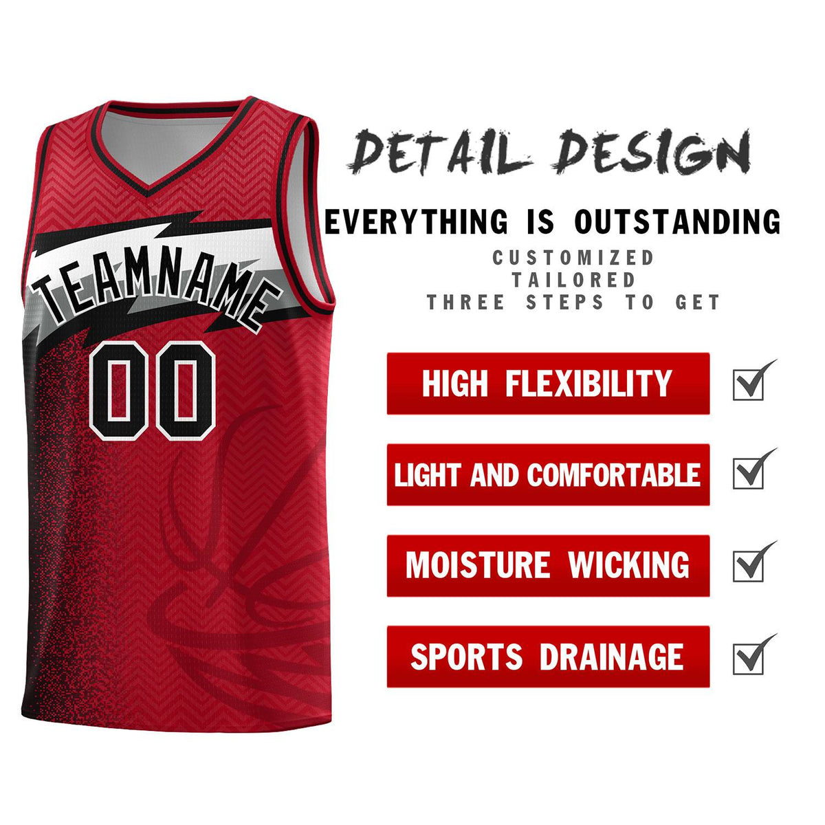 Custom Red Dot Scatter Graffiti Pattern Sports Uniform Basketball Jersey|KXKSHOP