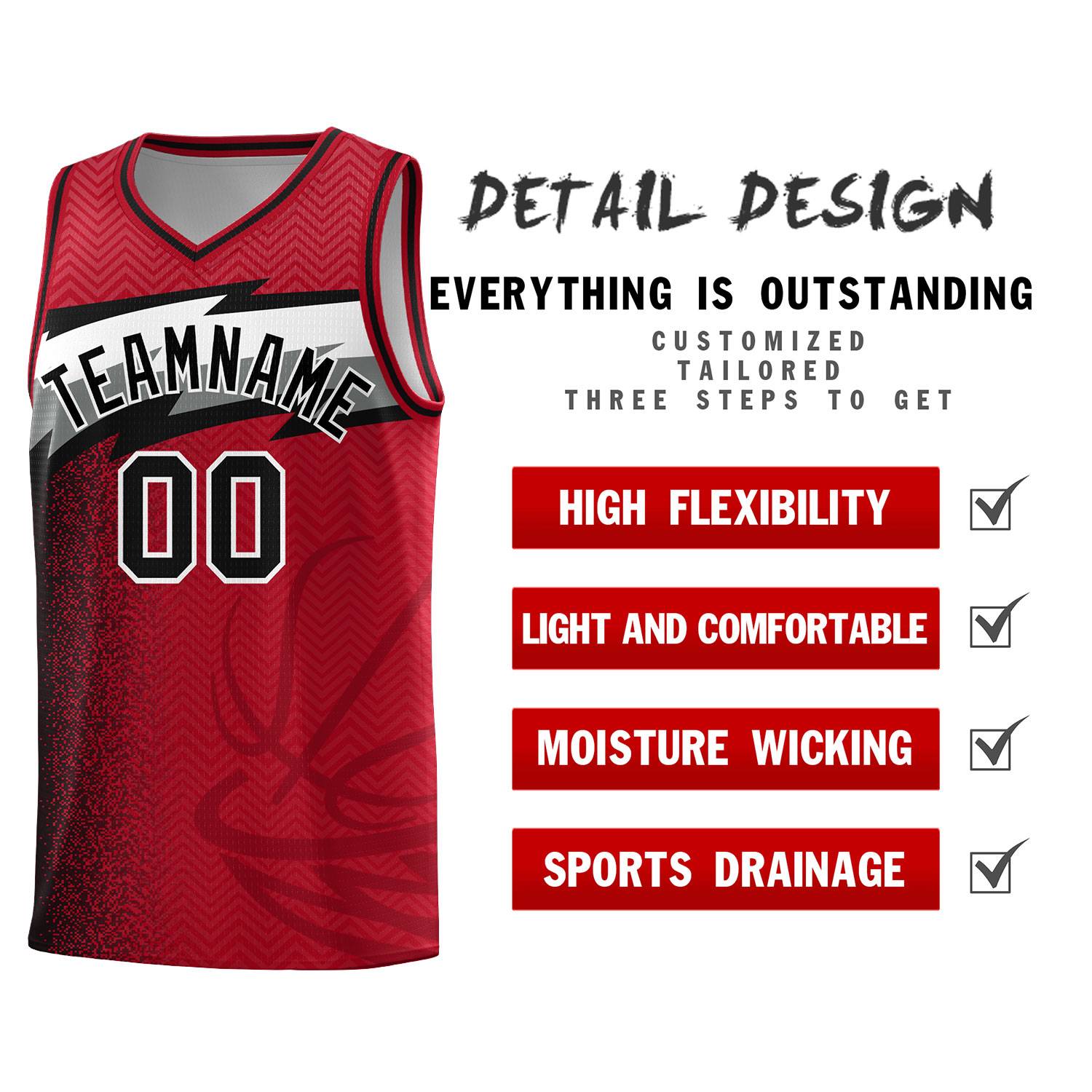 Custom Red Dot Scatter Graffiti Pattern Sports Uniform Basketball Jersey|KXKSHOP