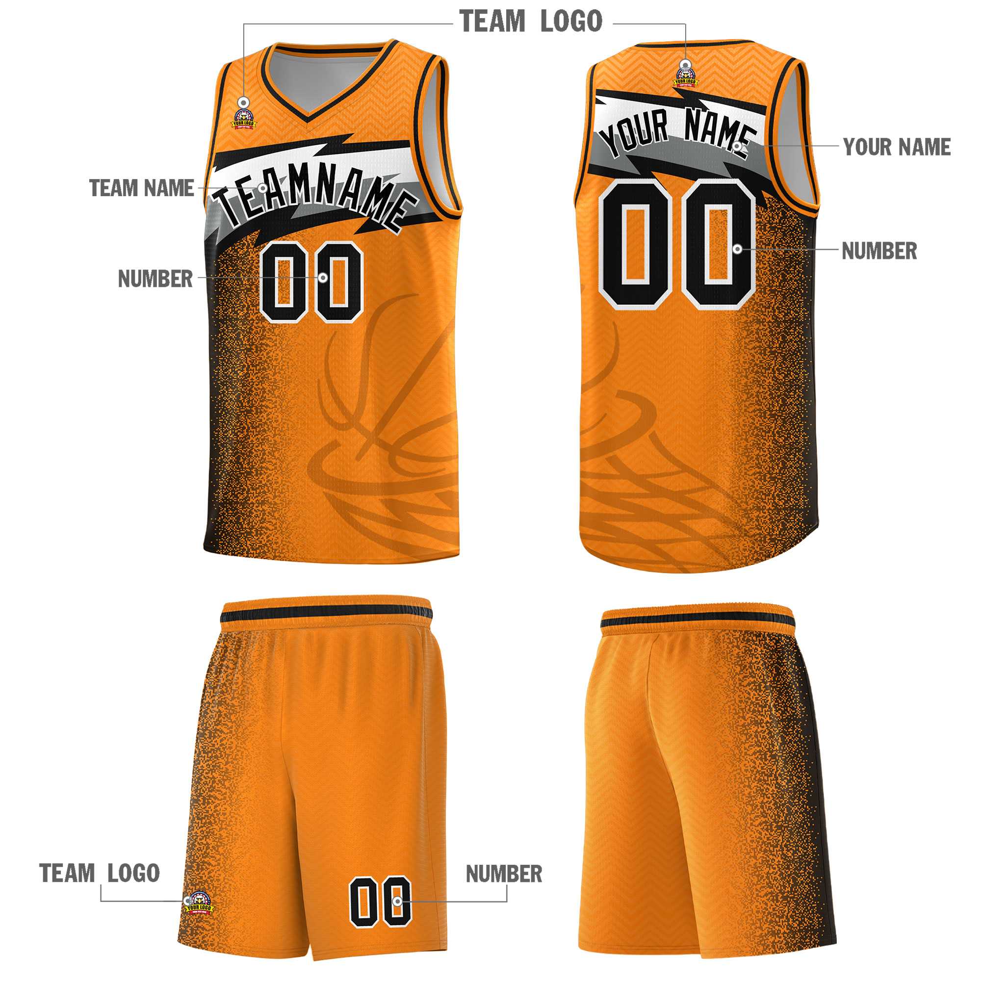 Custom Broncos Orange Dot Scatter Graffiti Pattern Sports Uniform Basketball Jersey|KXKSHOP