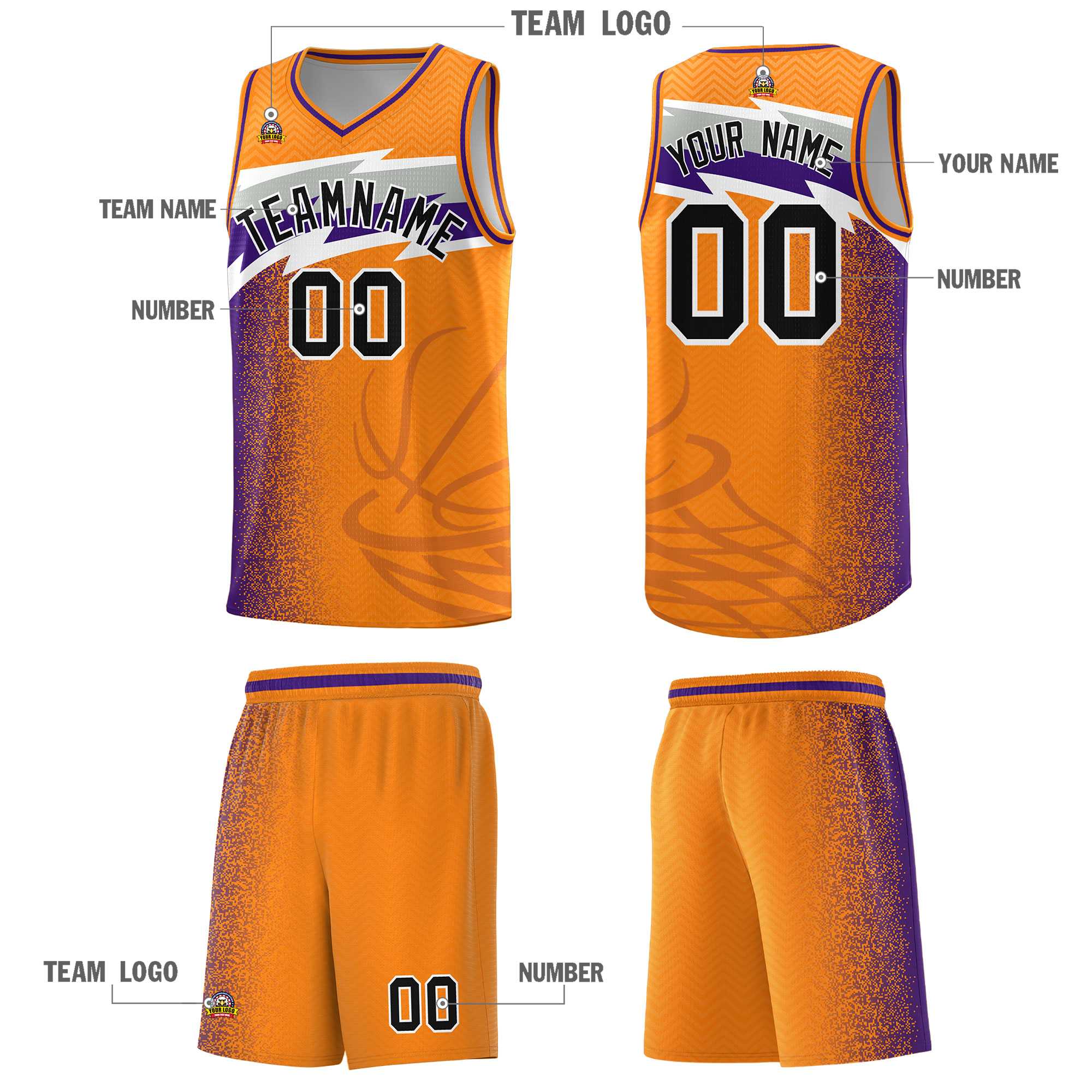Custom Broncos Orange Dot Scatter Graffiti Pattern Sports Uniform Basketball Jersey|KXKSHOP