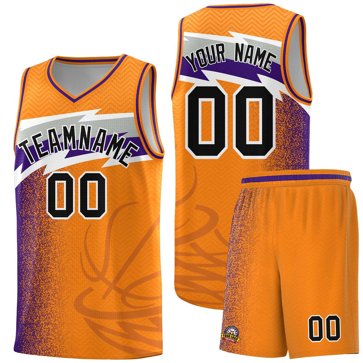 Custom Broncos Orange Dot Scatter Graffiti Pattern Sports Uniform Basketball Jersey|KXKSHOP