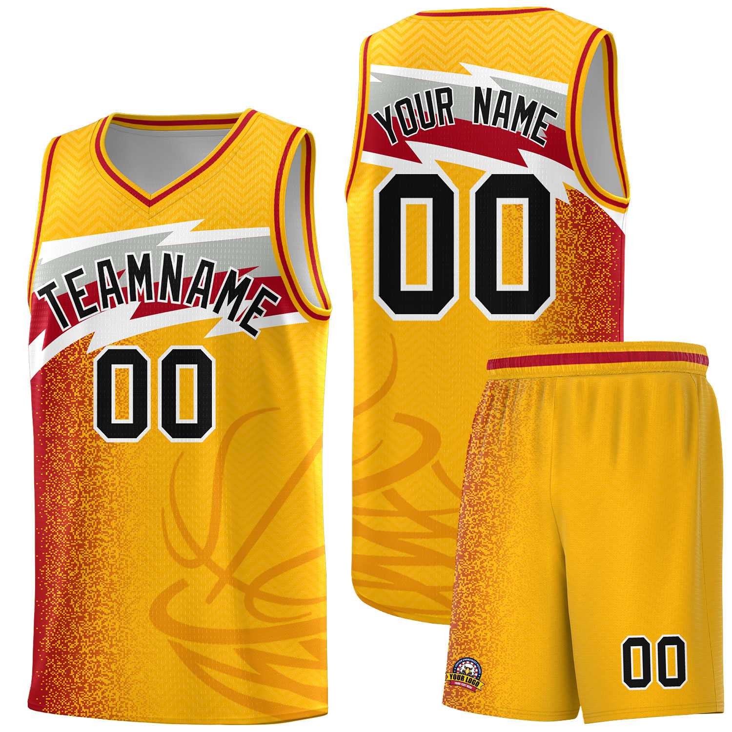 Custom Gold Dot Scatter Graffiti Pattern Sports Uniform Basketball Jersey|KXKSHOP