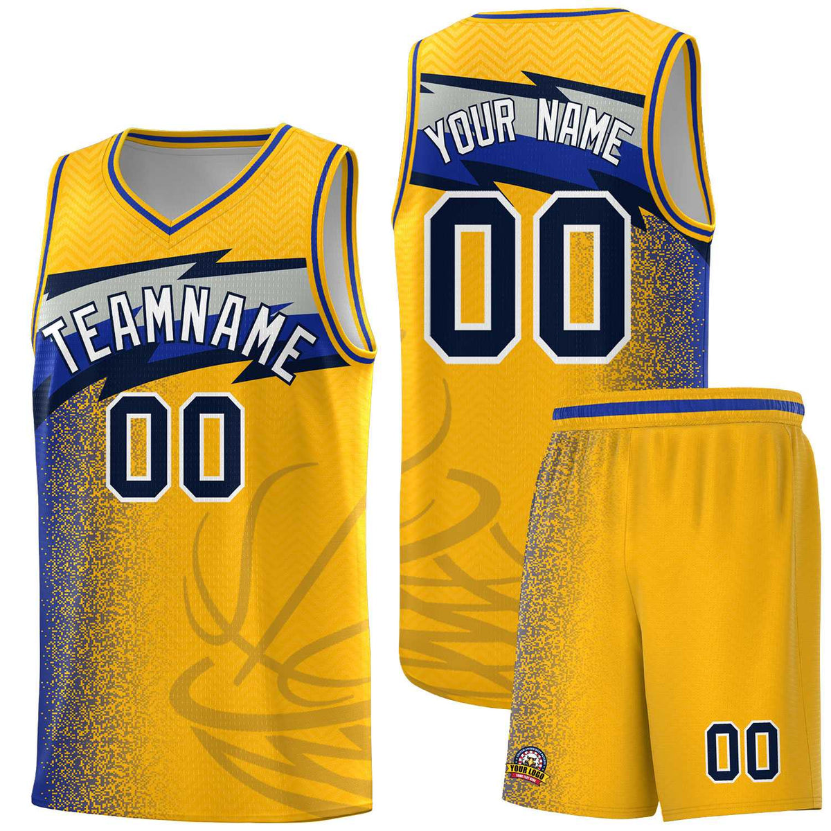 Custom Gold Dot Scatter Graffiti Pattern Sports Uniform Basketball Jersey|KXKSHOP