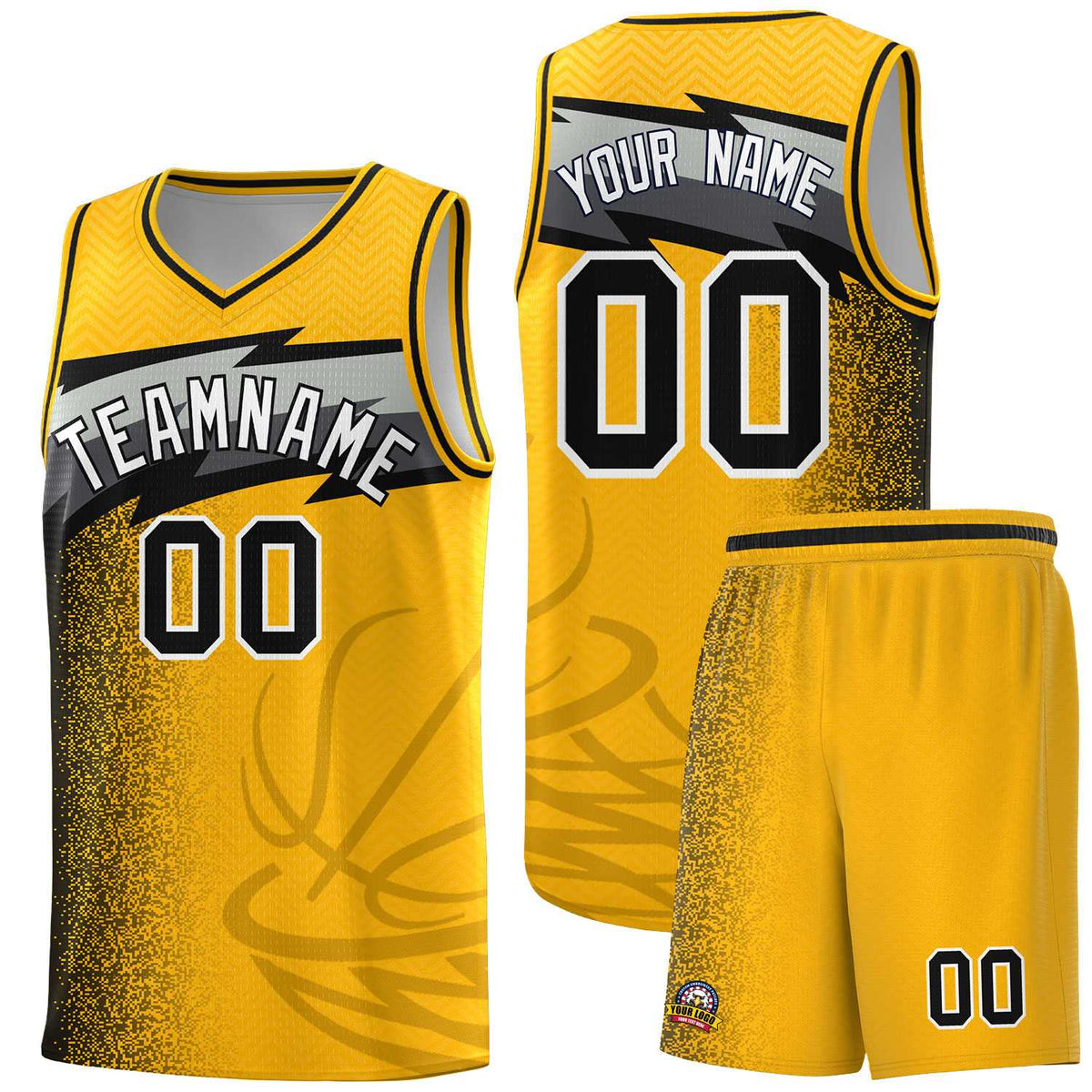 Custom Gold Dot Scatter Graffiti Pattern Sports Uniform Basketball Jersey|KXKSHOP