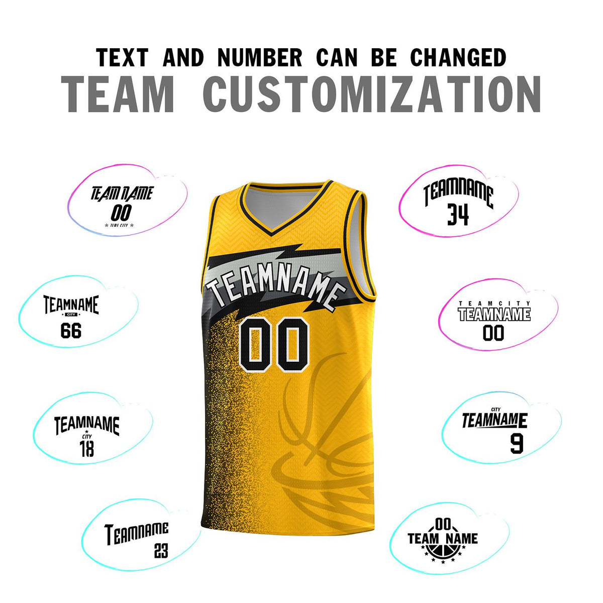 Custom Gold Dot Scatter Graffiti Pattern Sports Uniform Basketball Jersey|KXKSHOP