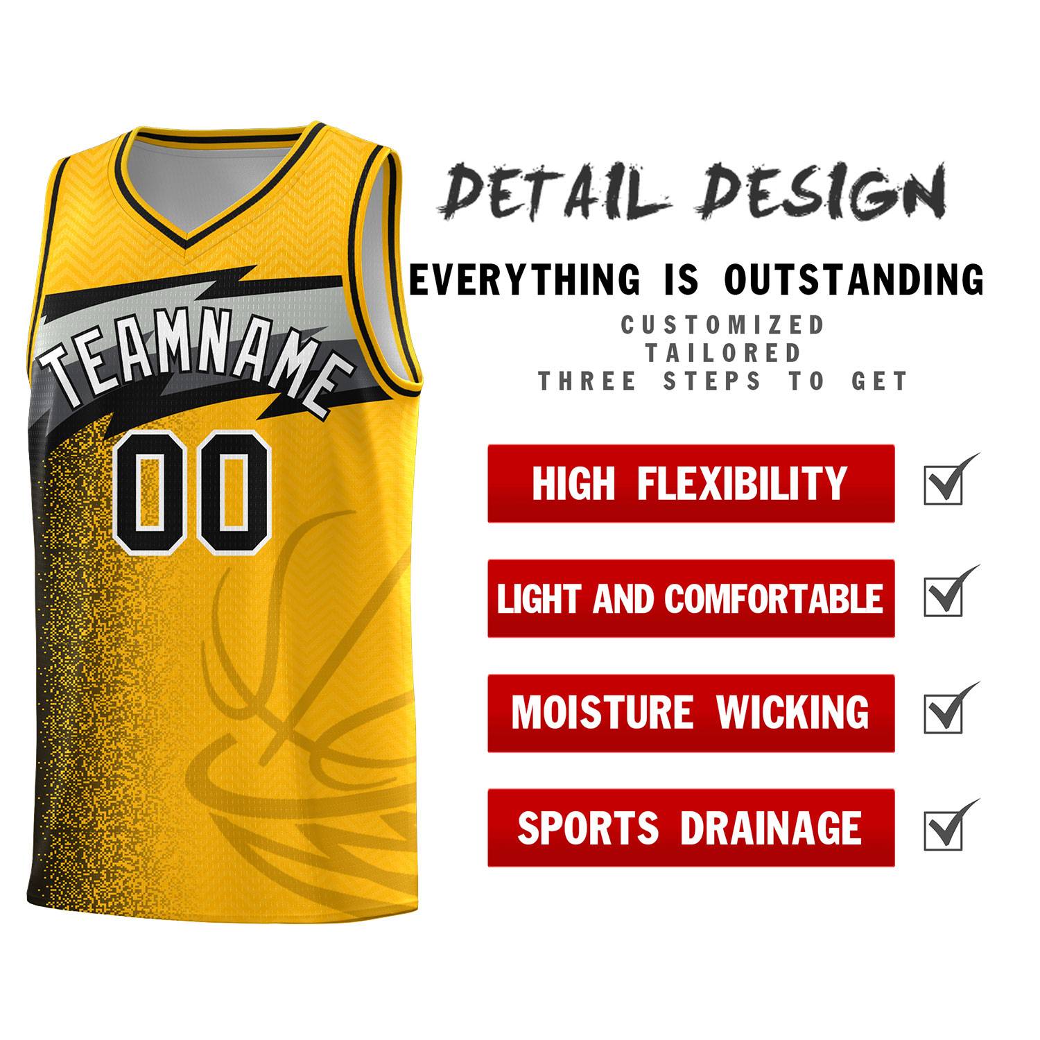 Custom Gold Dot Scatter Graffiti Pattern Sports Uniform Basketball Jersey|KXKSHOP