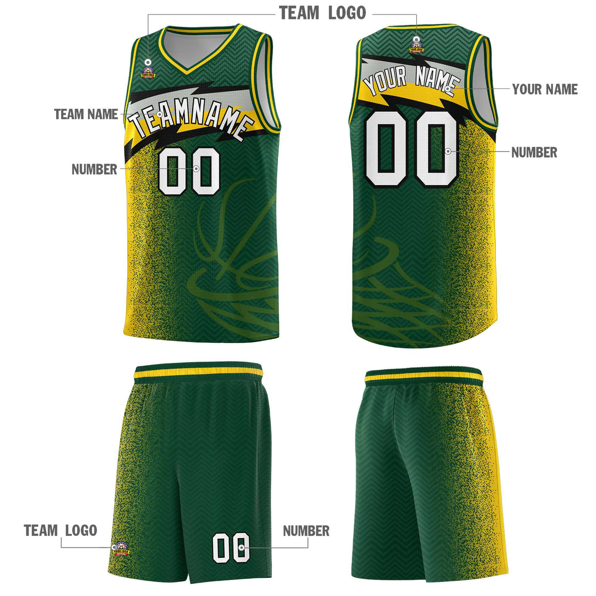 Custom Kelly Green Dot Scatter Graffiti Pattern Sports Uniform Basketball Jersey|KXKSHOP