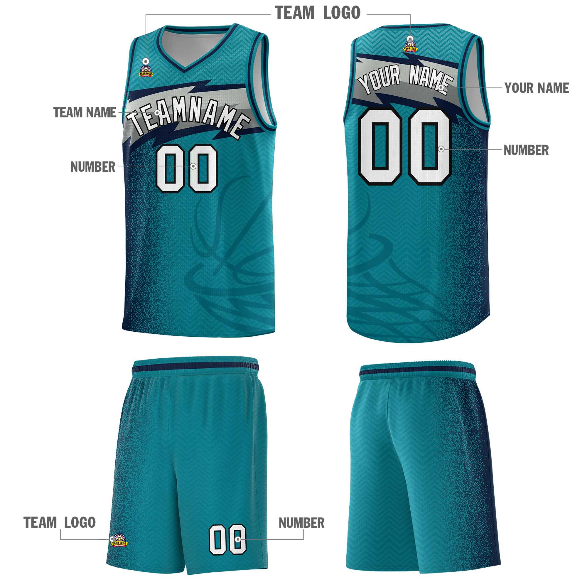 Custom Aqua Dot Scatter Graffiti Pattern Sports Uniform Basketball Jersey|KXKSHOP
