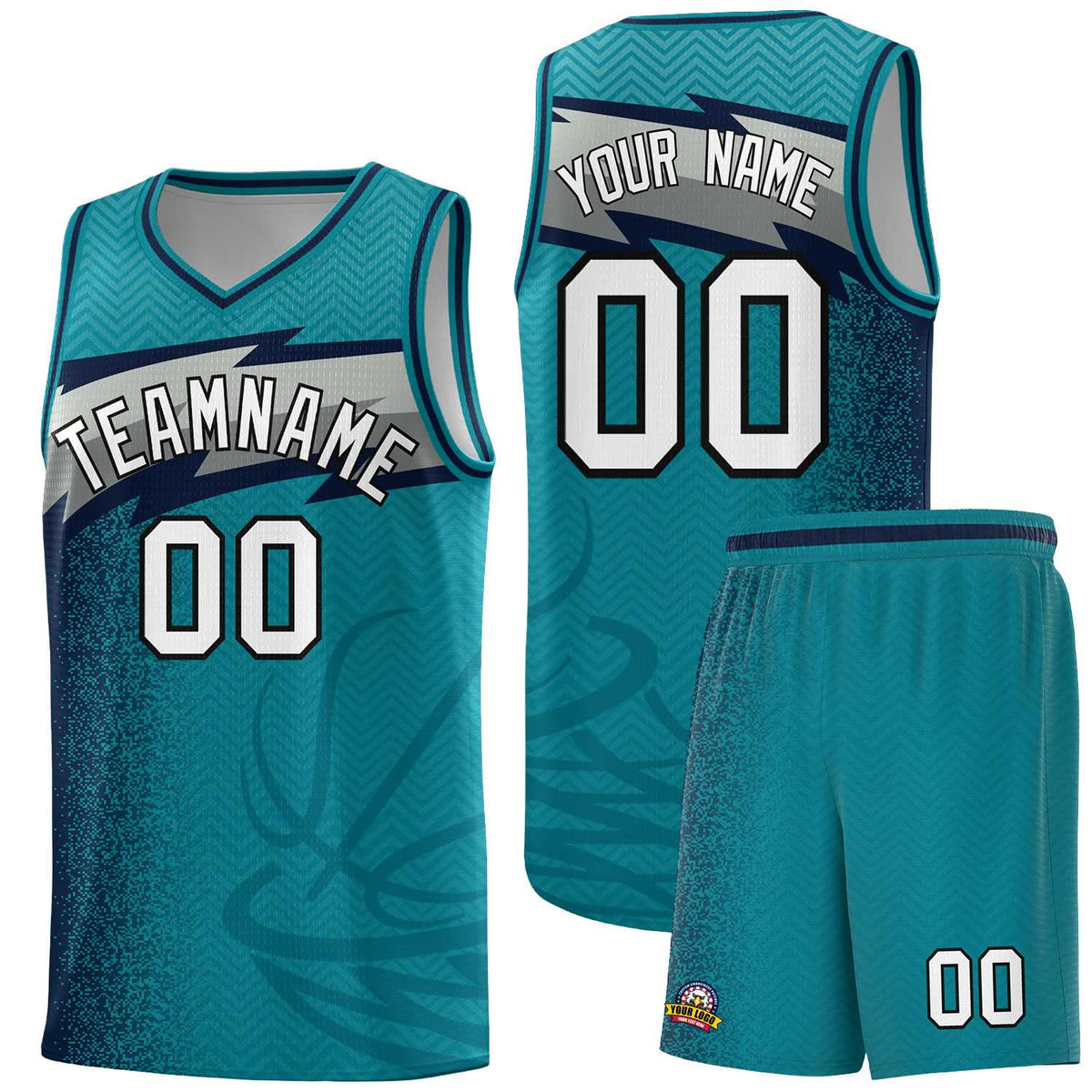 Custom Aqua Dot Scatter Graffiti Pattern Sports Uniform Basketball Jersey|KXKSHOP