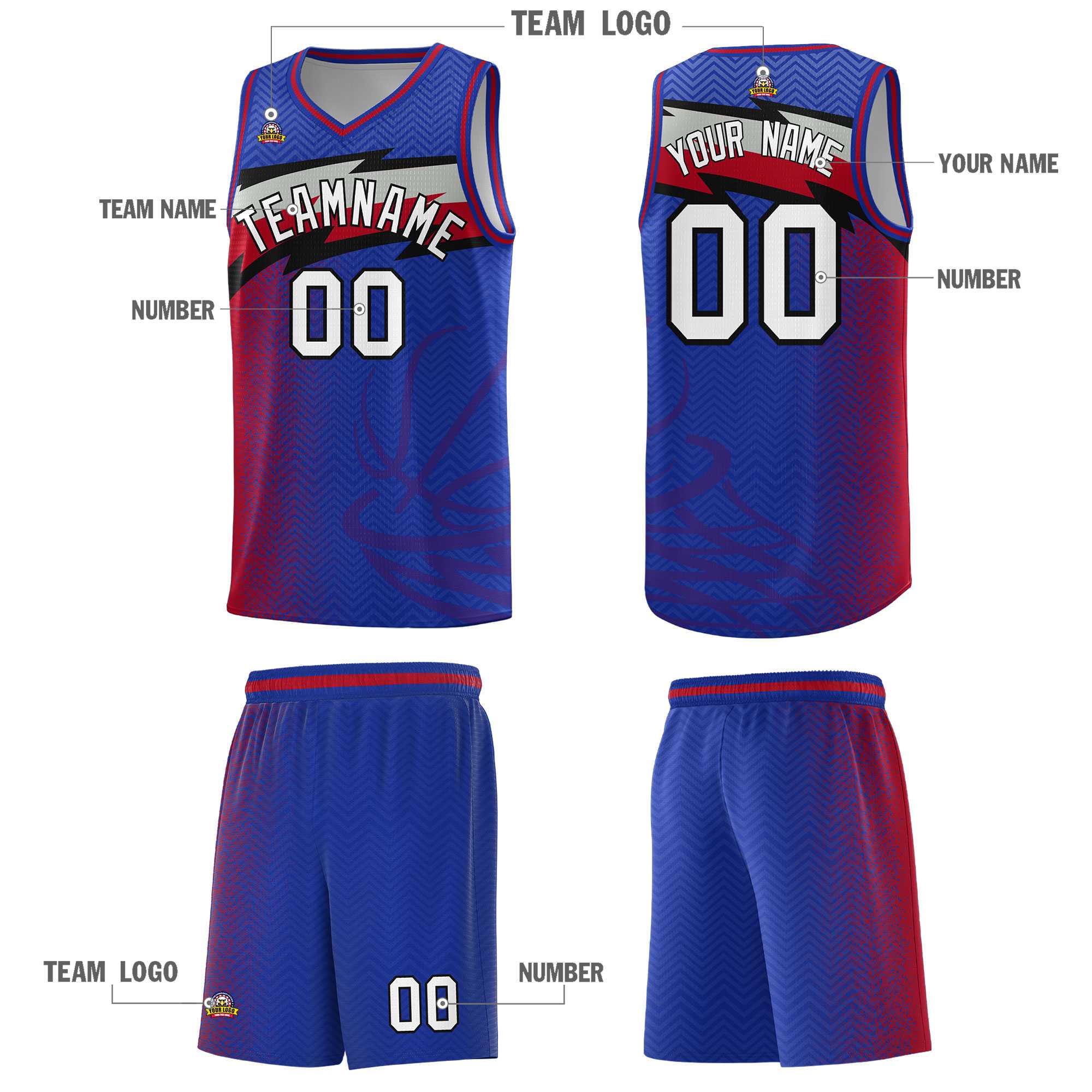 Custom Royal Dot Scatter Graffiti Pattern Sports Uniform Basketball Jersey|KXKSHOP