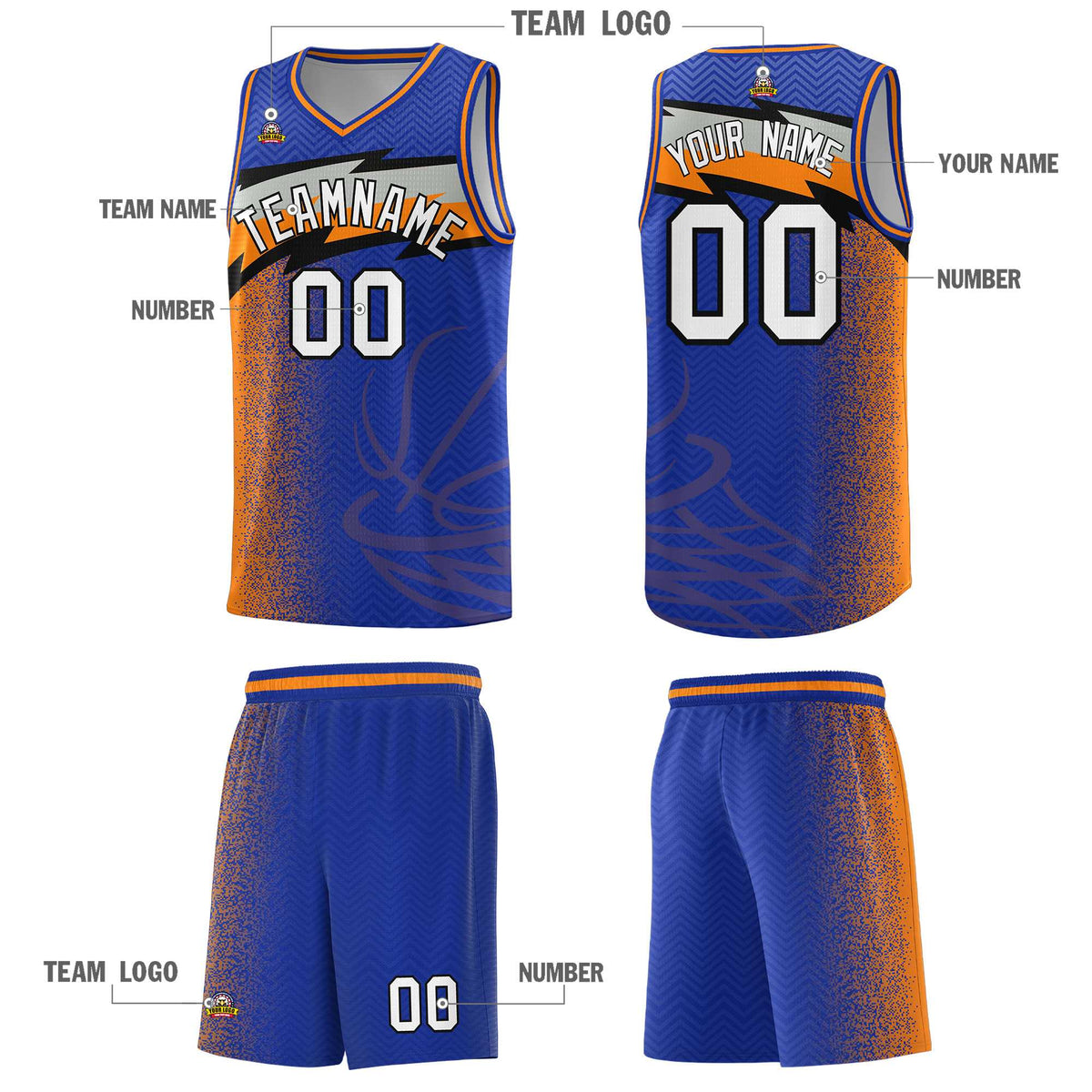Custom Royal Dot Scatter Graffiti Pattern Sports Uniform Basketball Jersey|KXKSHOP