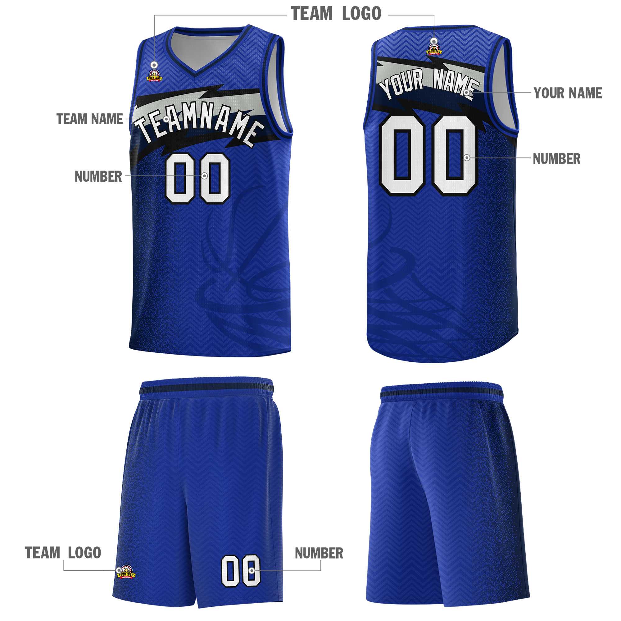 Custom Royal Dot Scatter Graffiti Pattern Sports Uniform Basketball Jersey|KXKSHOP