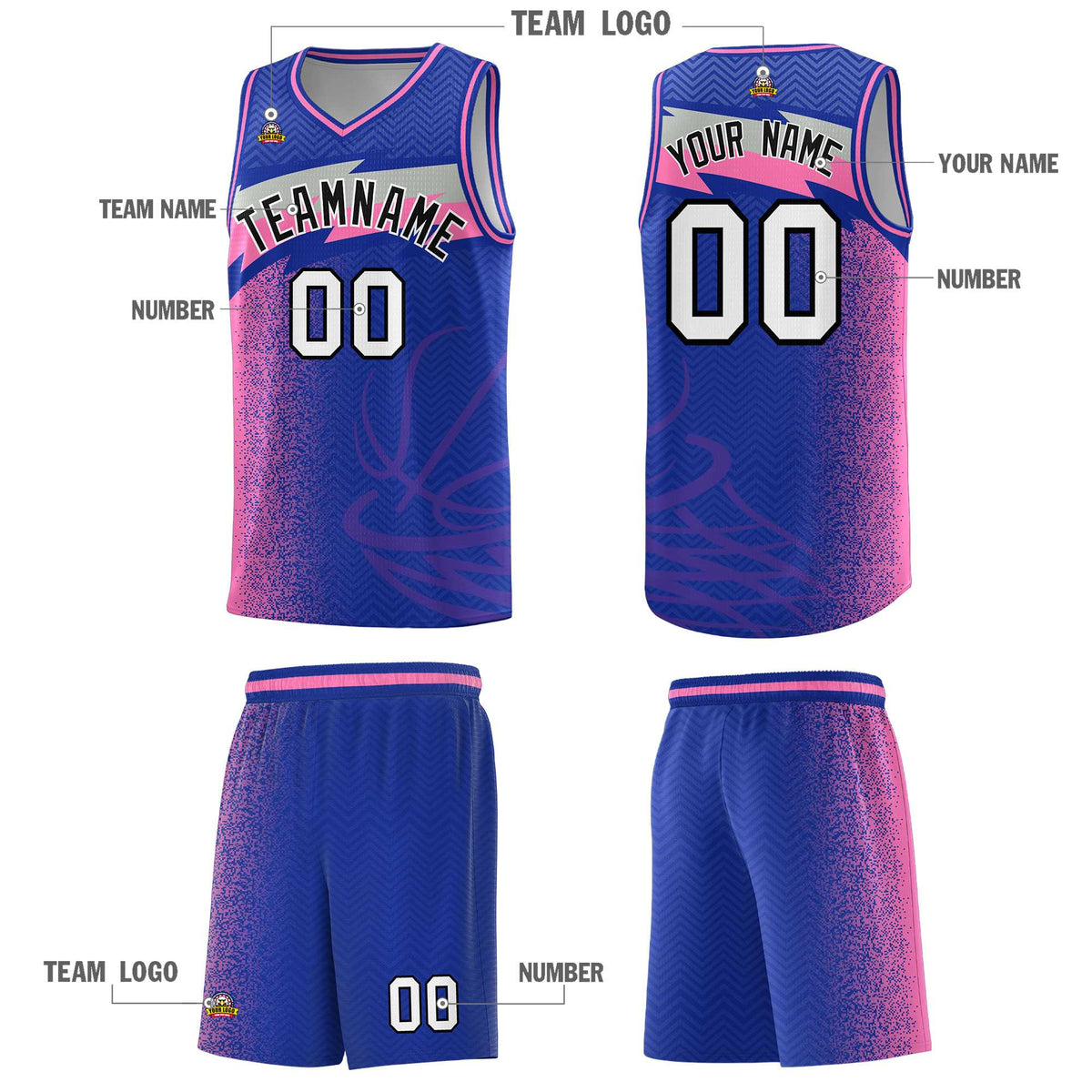 Custom Royal Dot Scatter Graffiti Pattern Sports Uniform Basketball Jersey|KXKSHOP