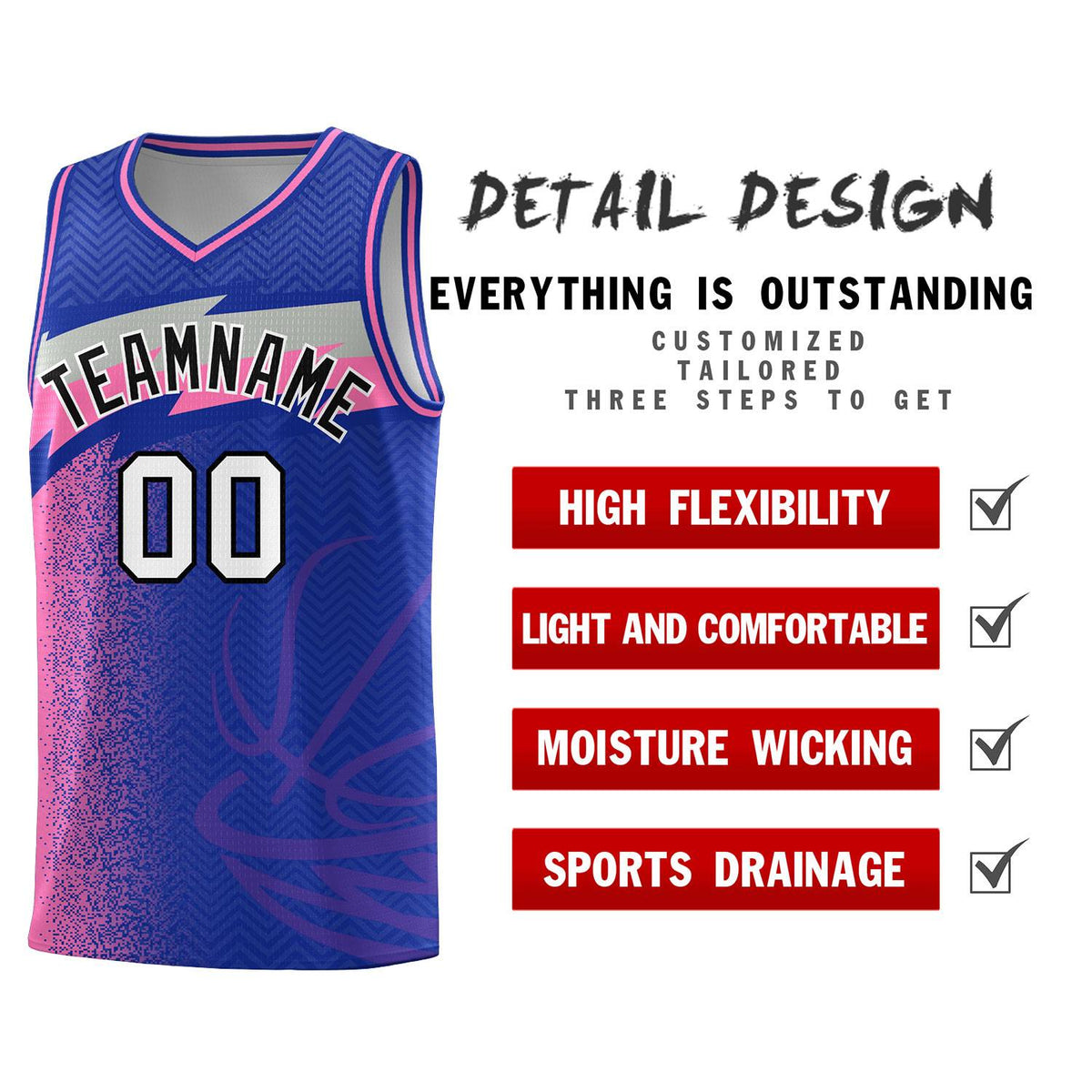 Custom Royal Dot Scatter Graffiti Pattern Sports Uniform Basketball Jersey|KXKSHOP