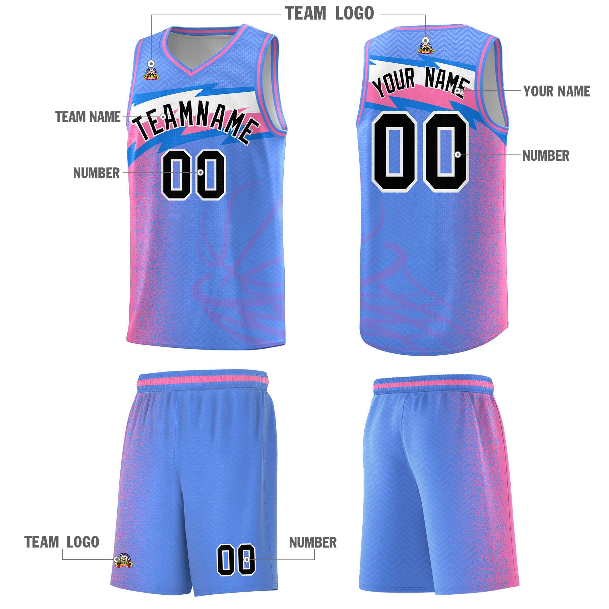 Custom Blue Dot Scatter Graffiti Pattern Sports Uniform Basketball Jersey|KXKSHOP