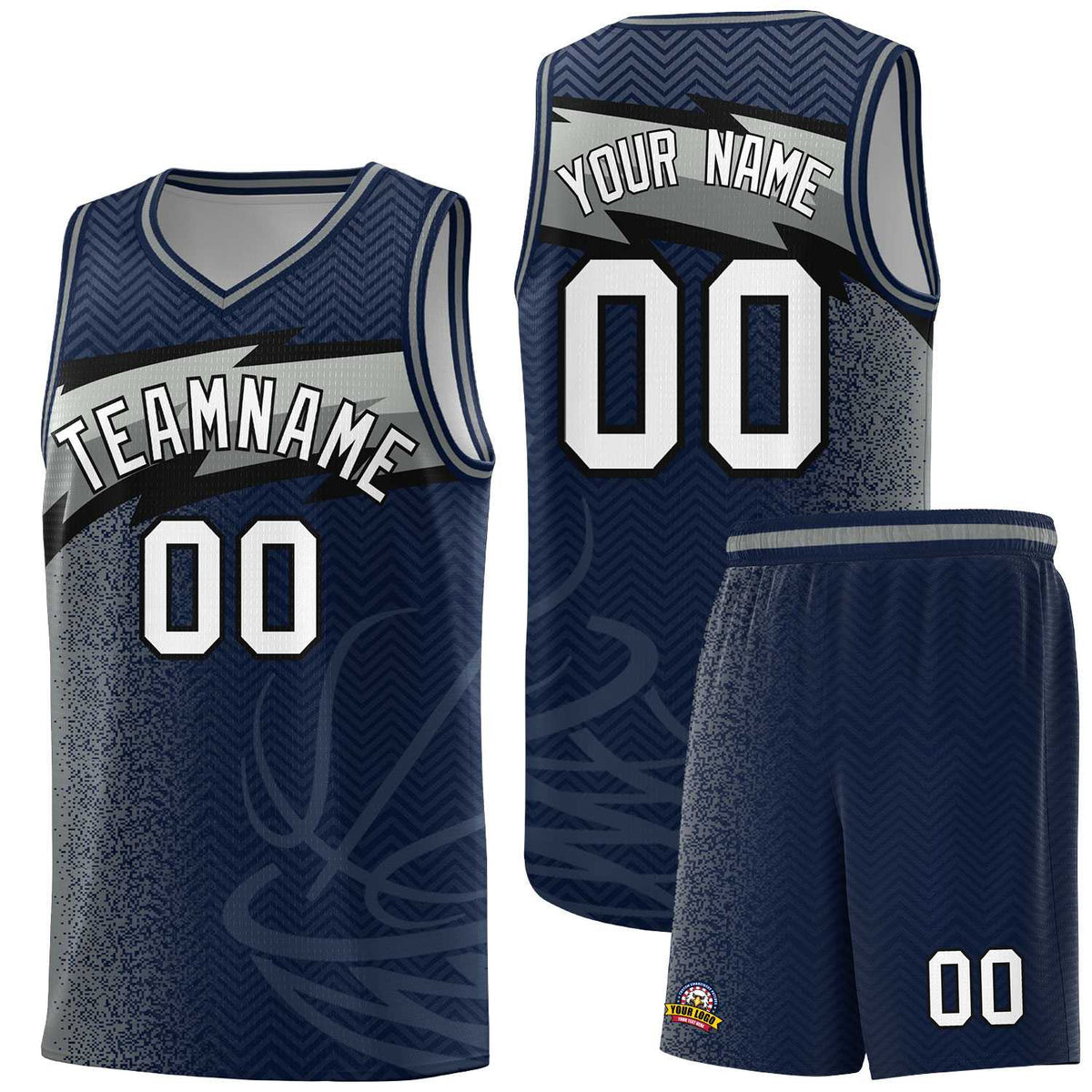 Custom Navy Dot Scatter Graffiti Pattern Sports Uniform Basketball Jersey|KXKSHOP