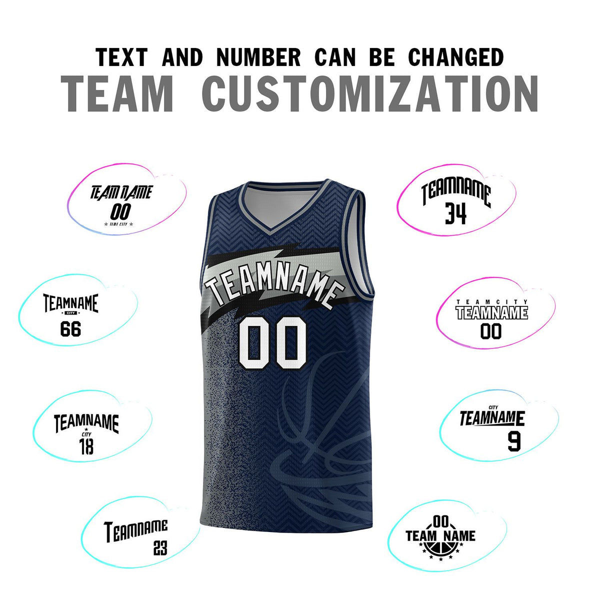 Custom Navy Dot Scatter Graffiti Pattern Sports Uniform Basketball Jersey|KXKSHOP