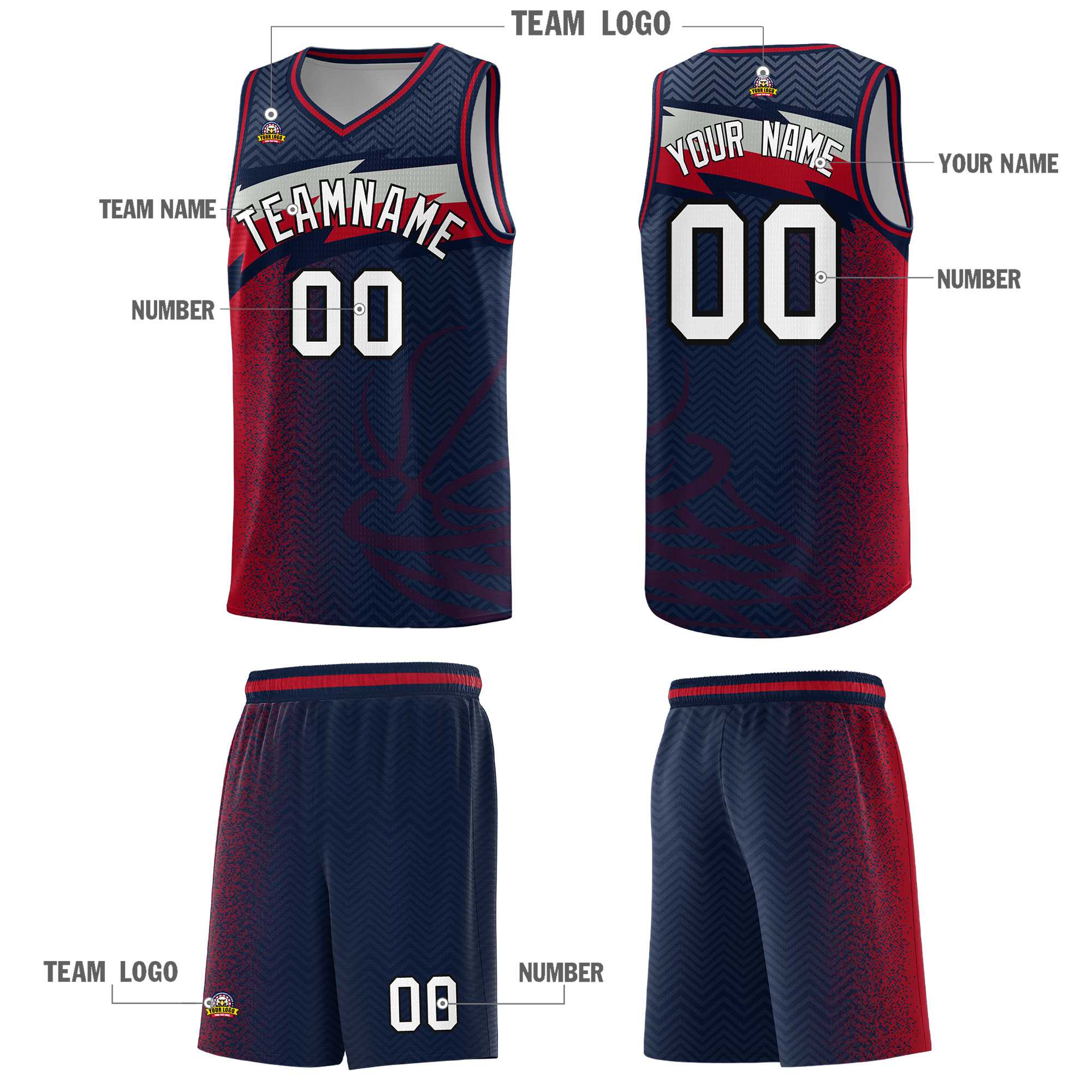 Custom Navy Dot Scatter Graffiti Pattern Sports Uniform Basketball Jersey|KXKSHOP