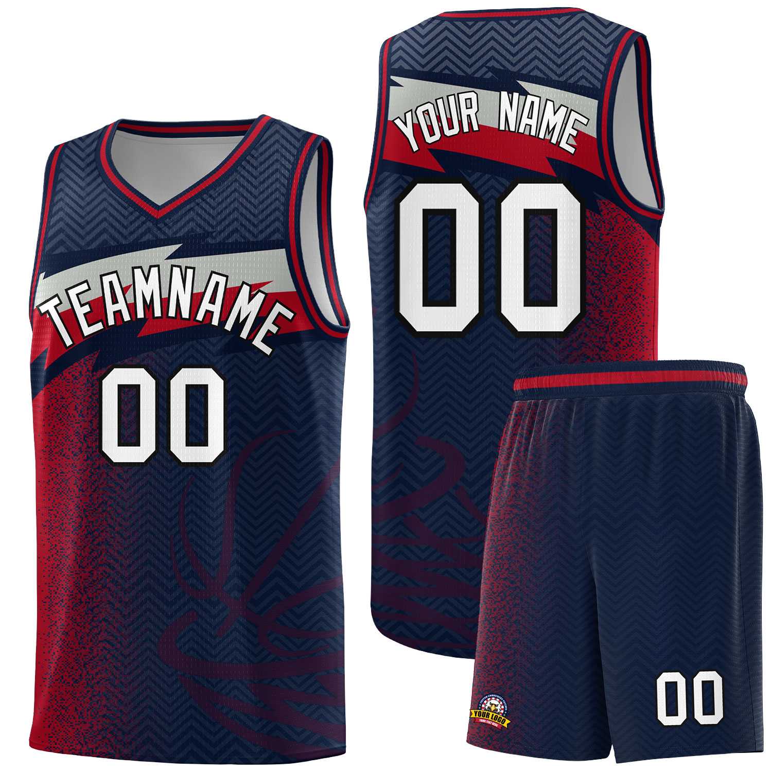 Custom Navy Dot Scatter Graffiti Pattern Sports Uniform Basketball Jersey|KXKSHOP