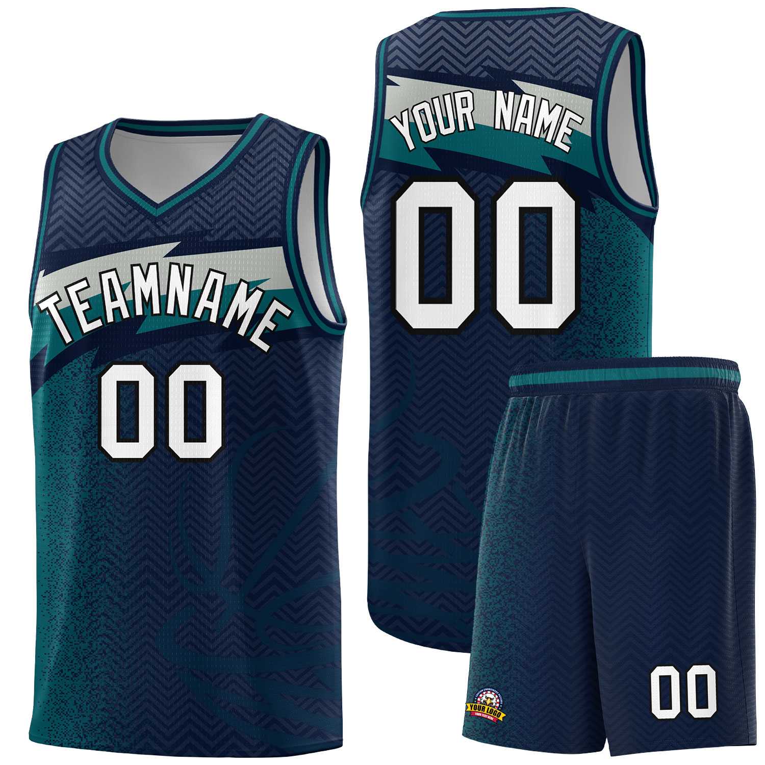 Custom Navy Dot Scatter Graffiti Pattern Sports Uniform Basketball Jersey|KXKSHOP