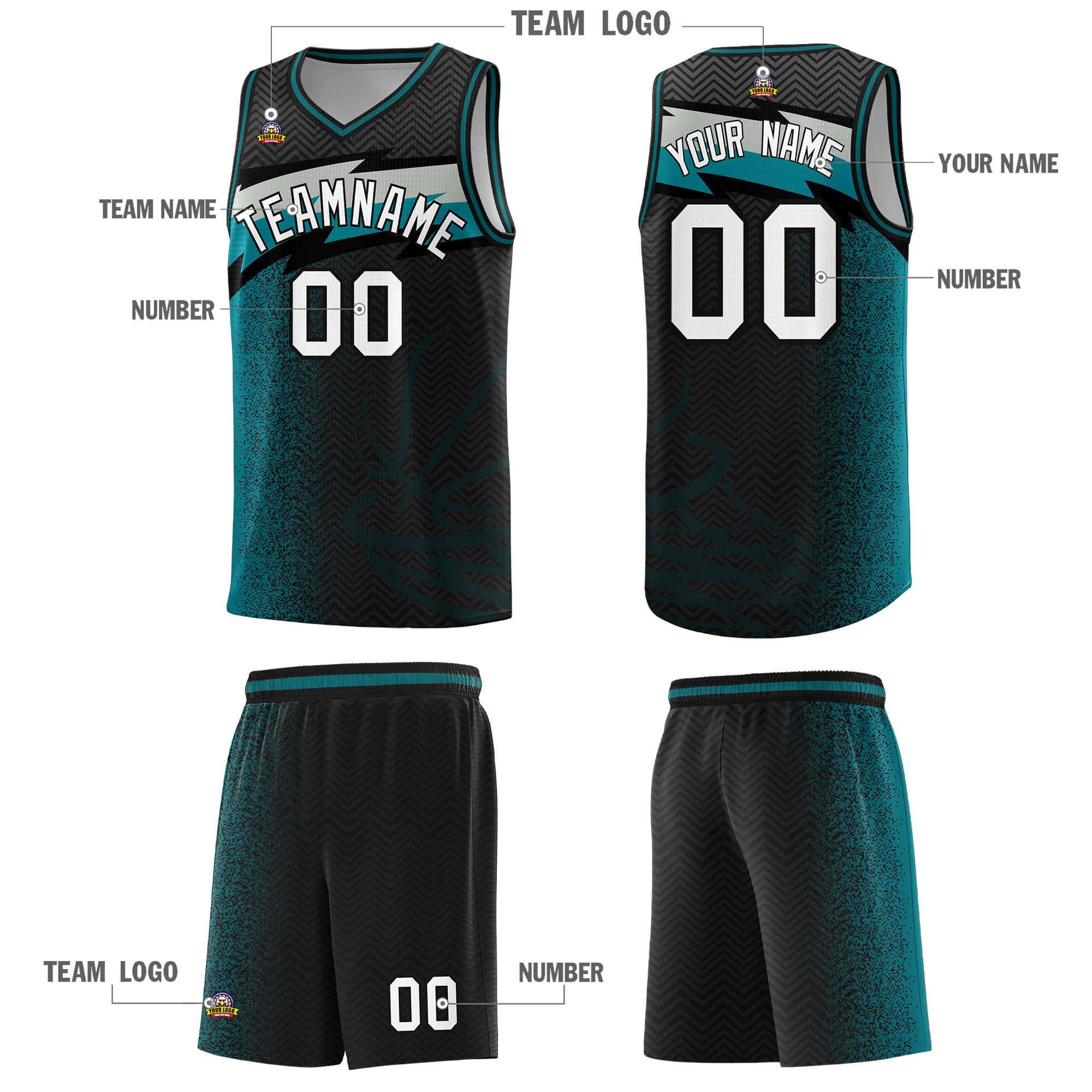 Custom Black Dot Scatter Graffiti Pattern Sports Uniform Basketball Jersey|KXKSHOP