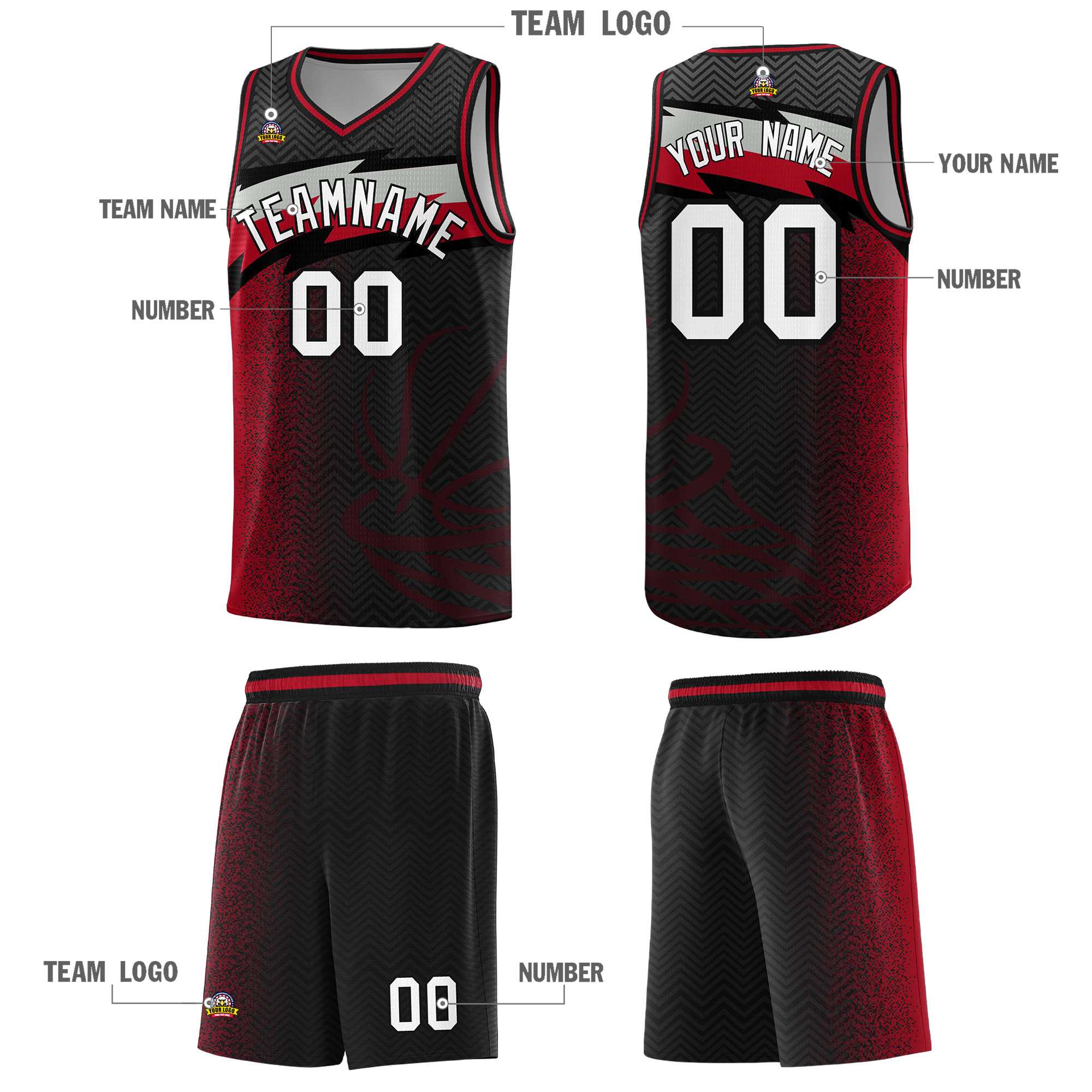 Custom Black Dot Scatter Graffiti Pattern Sports Uniform Basketball Jersey|KXKSHOP