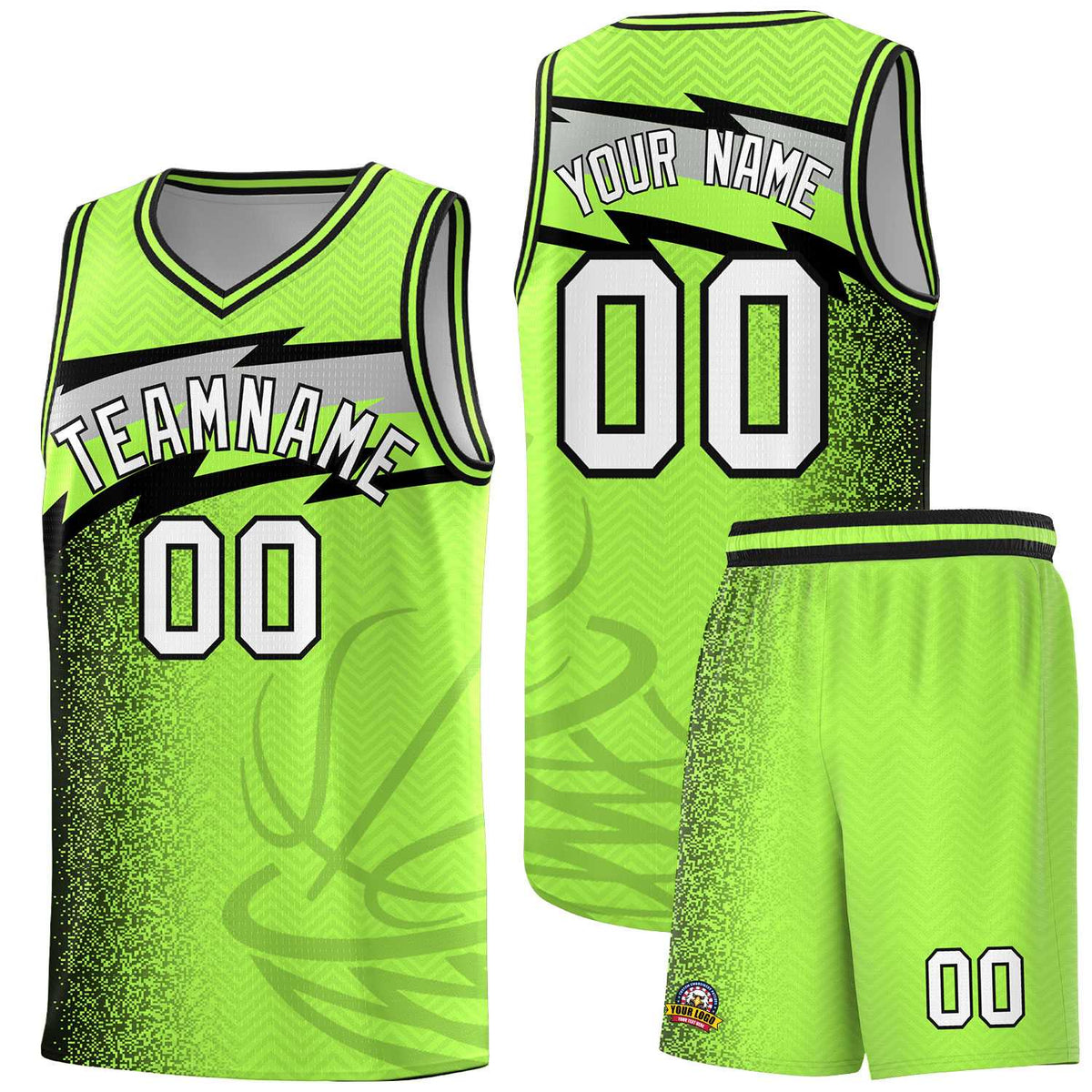 Custom Neon Green Dot Scatter Graffiti Pattern Sports Uniform Basketball Jersey|KXKSHOP