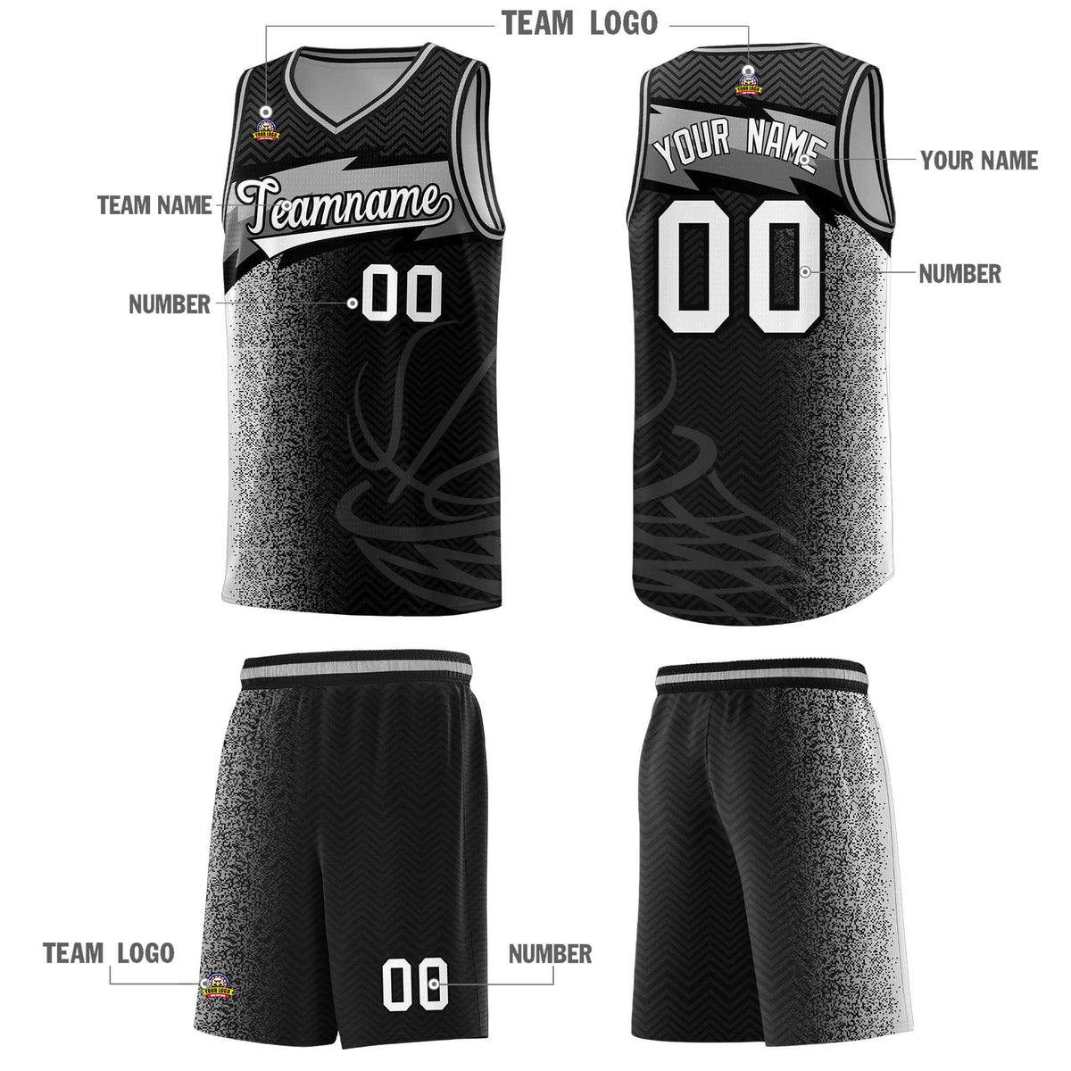 Custom Black Dot Scatter Graffiti Pattern Sports Uniform Basketball Jersey|KXKSHOP
