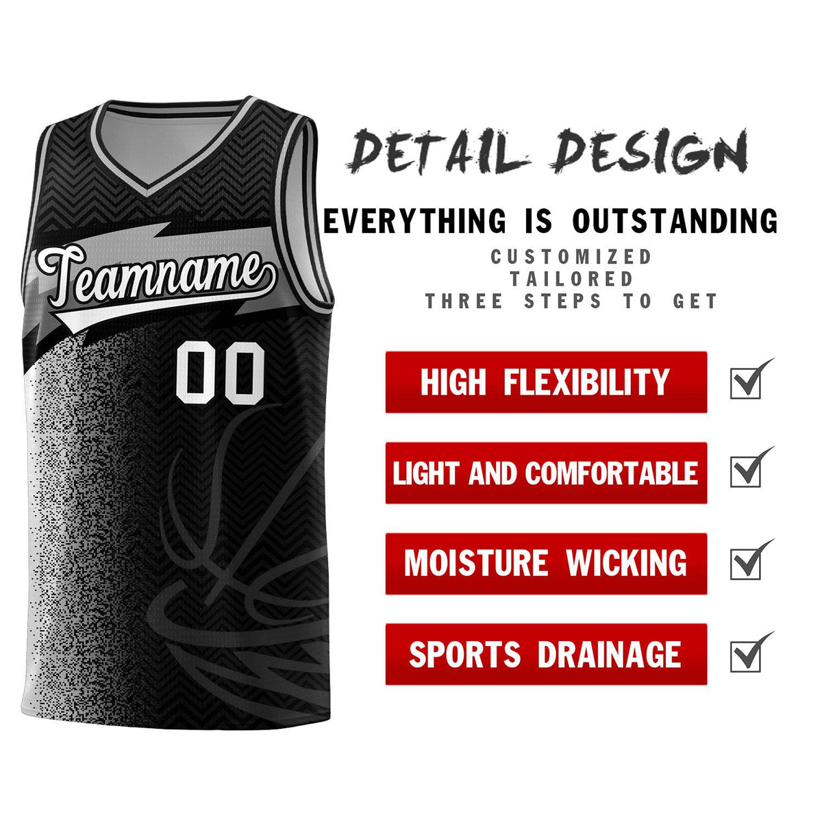 Custom Black Dot Scatter Graffiti Pattern Sports Uniform Basketball Jersey|KXKSHOP