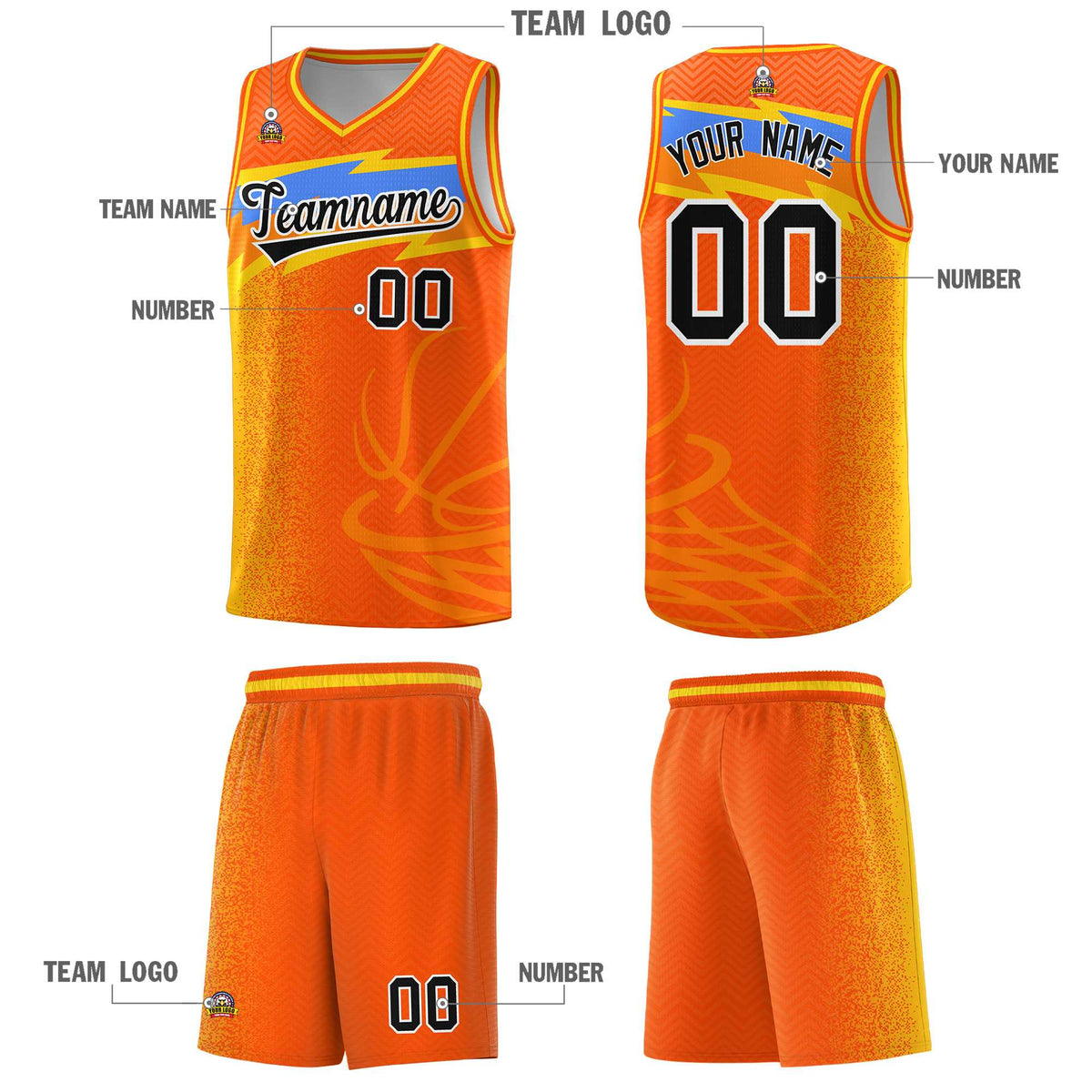 Custom Orange Dot Scatter Graffiti Pattern Sports Uniform Basketball Jersey|KXKSHOP