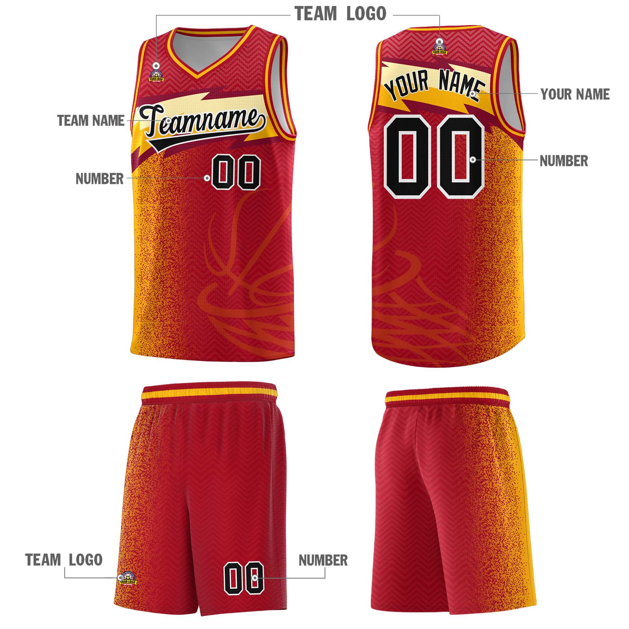 Custom Red Dot Scatter Graffiti Pattern Sports Uniform Basketball Jersey|KXKSHOP