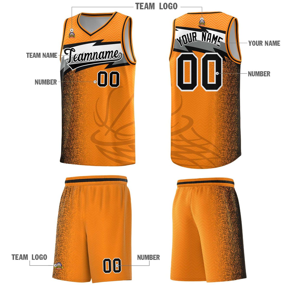 Custom Broncos Orange Dot Scatter Graffiti Pattern Sports Uniform Basketball Jersey|KXKSHOP