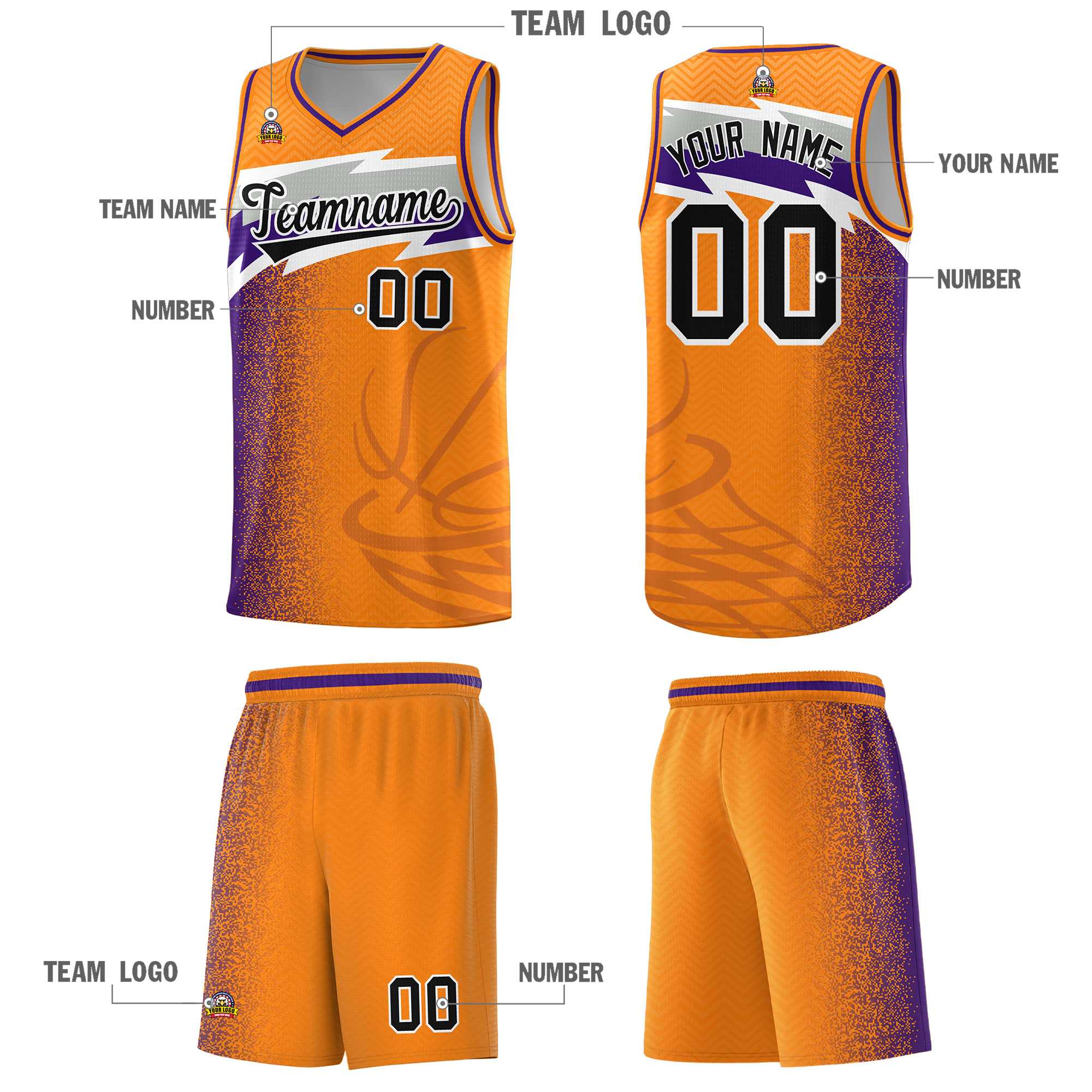 Custom Broncos Orange Dot Scatter Graffiti Pattern Sports Uniform Basketball Jersey|KXKSHOP