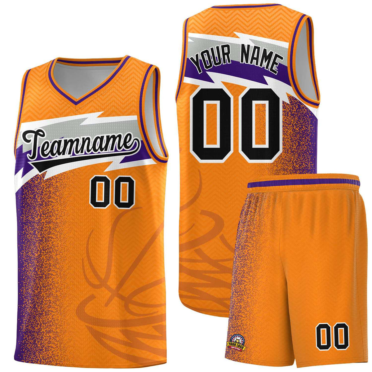 Custom Broncos Orange Dot Scatter Graffiti Pattern Sports Uniform Basketball Jersey|KXKSHOP