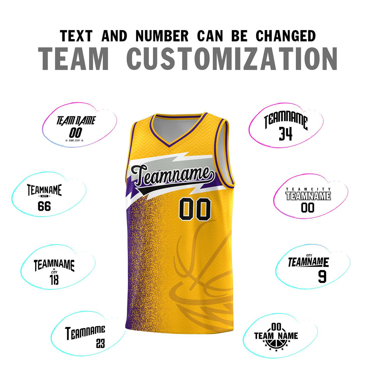 Custom Gold Dot Scatter Graffiti Pattern Sports Uniform Basketball Jersey|KXKSHOP