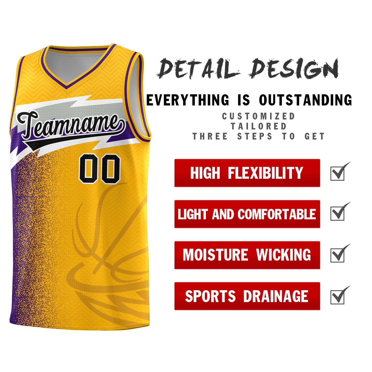 Custom Gold Dot Scatter Graffiti Pattern Sports Uniform Basketball Jersey|KXKSHOP
