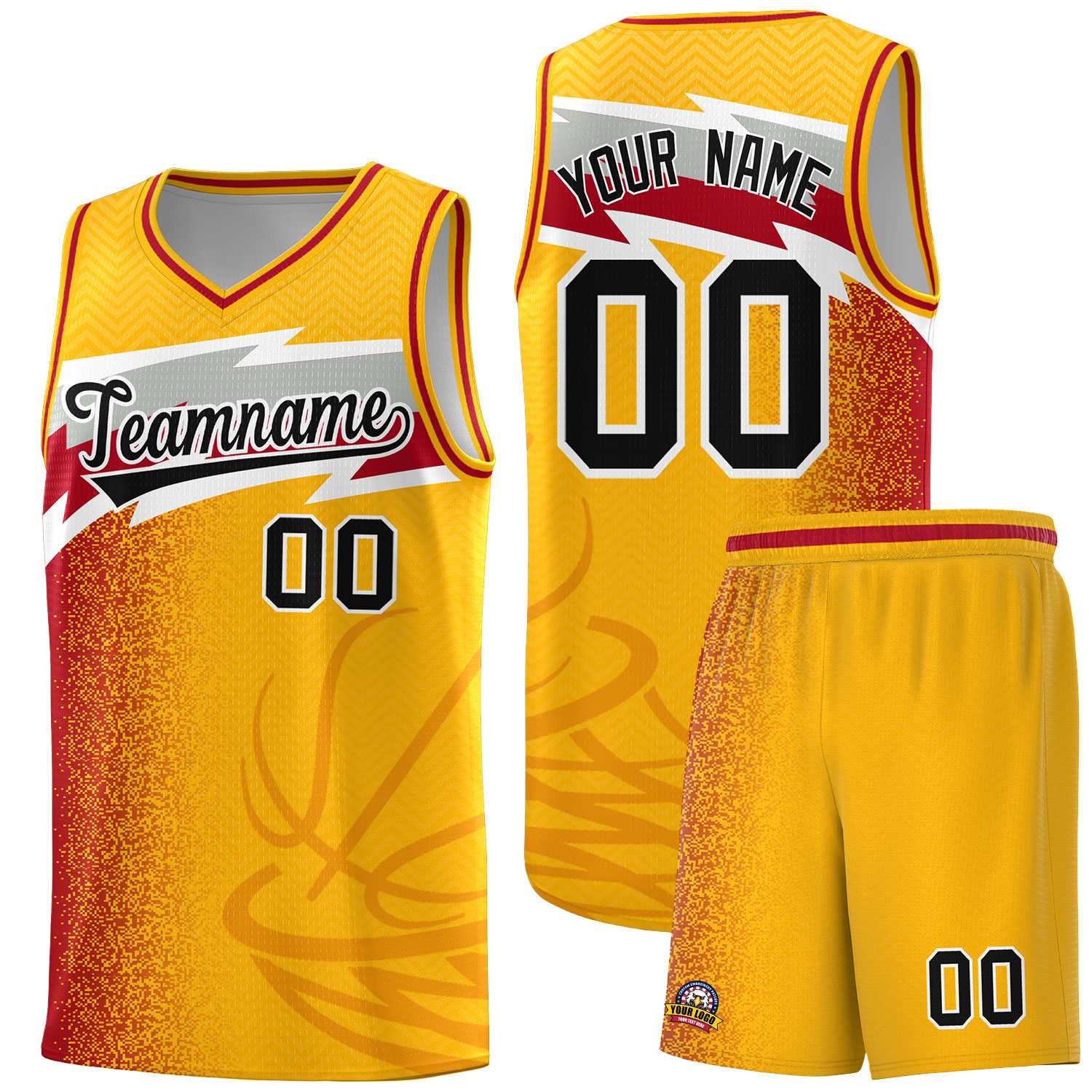 Custom Gold Dot Scatter Graffiti Pattern Sports Uniform Basketball Jersey|KXKSHOP