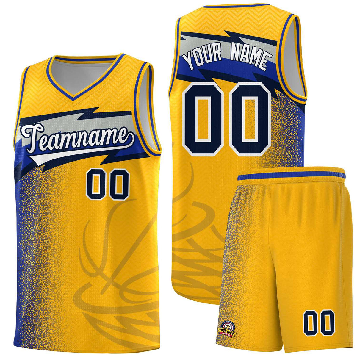Custom Gold Dot Scatter Graffiti Pattern Sports Uniform Basketball Jersey|KXKSHOP