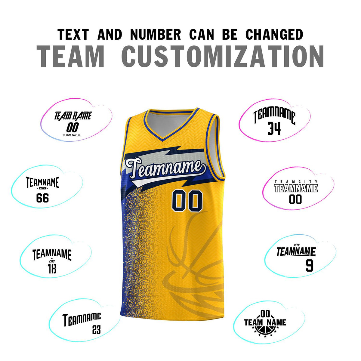 Custom Gold Dot Scatter Graffiti Pattern Sports Uniform Basketball Jersey|KXKSHOP