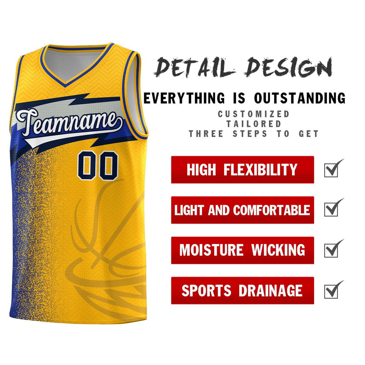 Custom Gold Dot Scatter Graffiti Pattern Sports Uniform Basketball Jersey|KXKSHOP