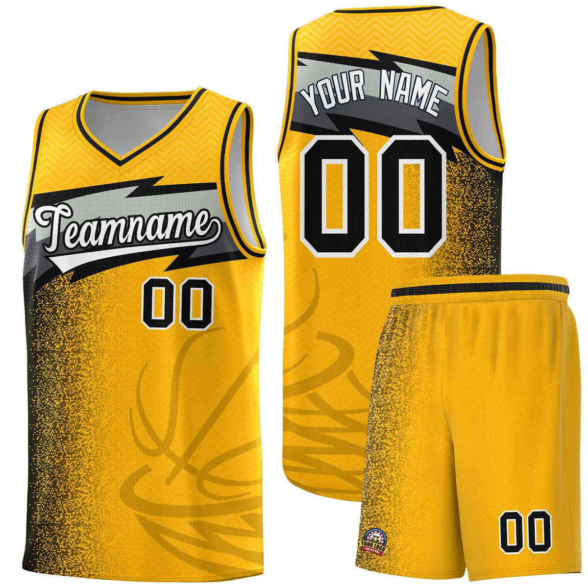 Custom Gold Dot Scatter Graffiti Pattern Sports Uniform Basketball Jersey|KXKSHOP