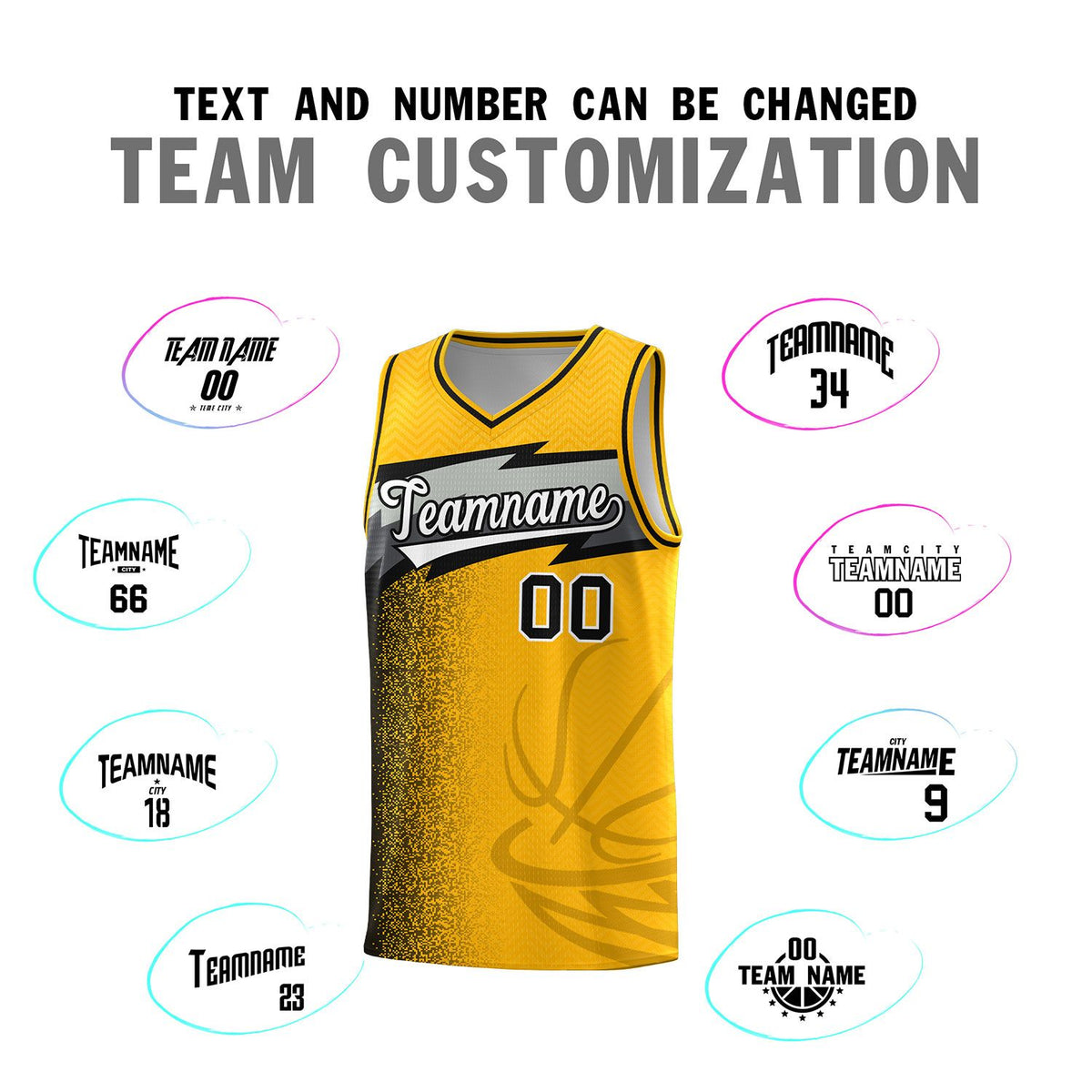 Custom Gold Dot Scatter Graffiti Pattern Sports Uniform Basketball Jersey|KXKSHOP