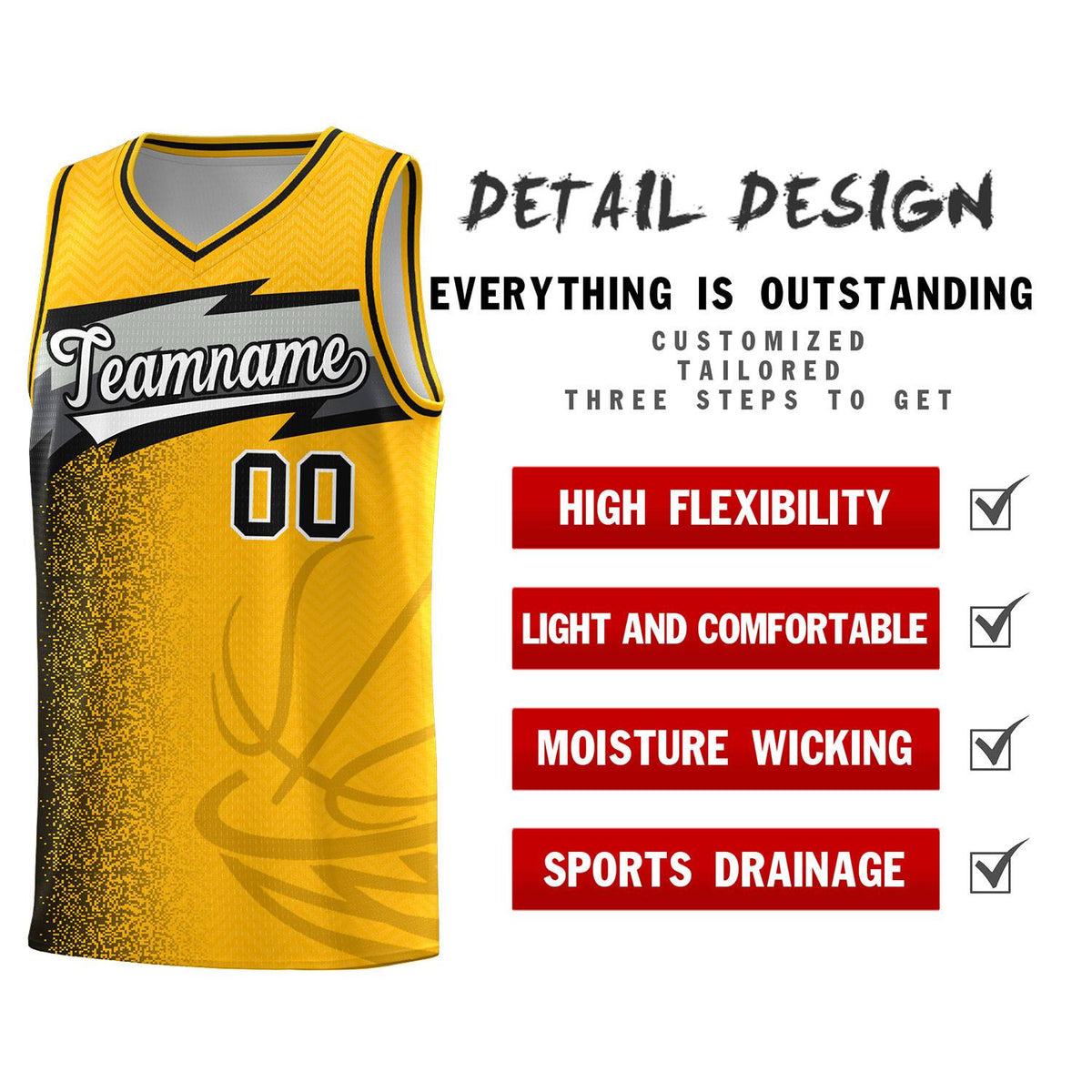 Custom Gold Dot Scatter Graffiti Pattern Sports Uniform Basketball Jersey|KXKSHOP