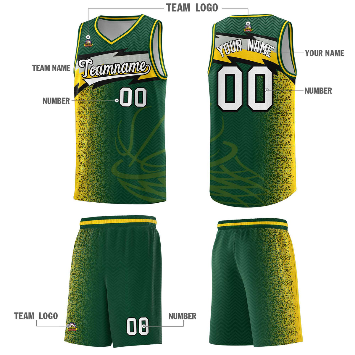 Custom Kelly Green Dot Scatter Graffiti Pattern Sports Uniform Basketball Jersey|KXKSHOP