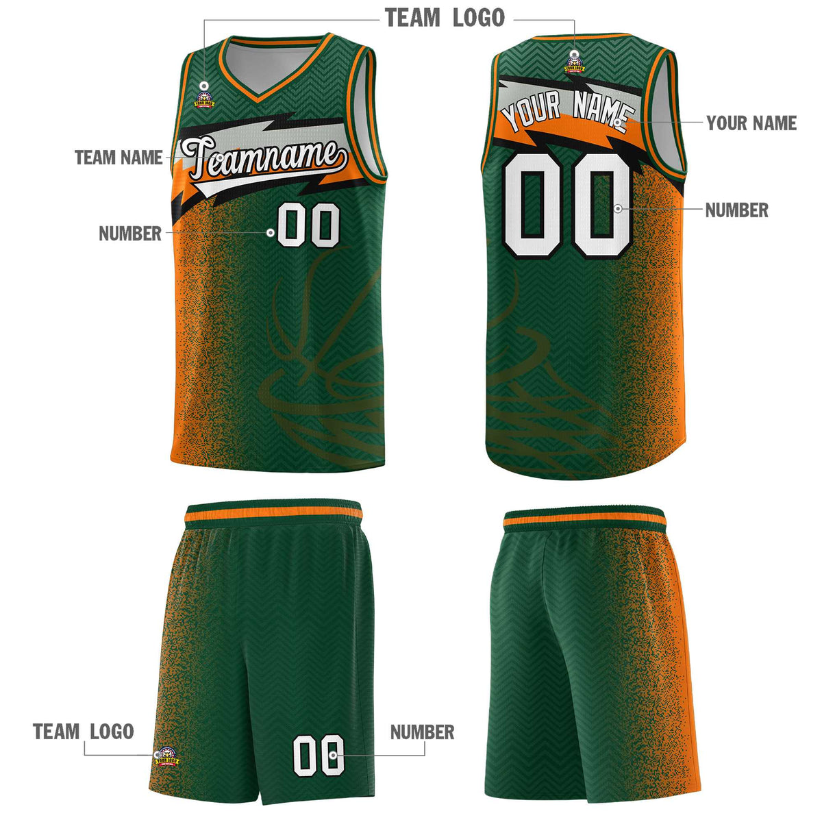Custom Kelly Green Dot Scatter Graffiti Pattern Sports Uniform Basketball Jersey|KXKSHOP