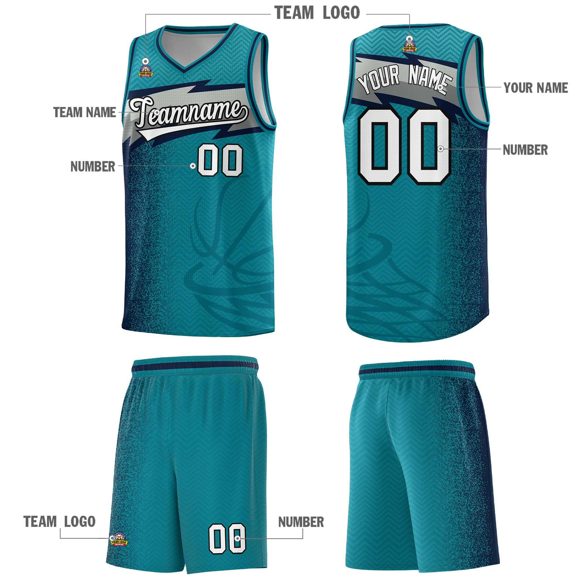 Custom Aqua Dot Scatter Graffiti Pattern Sports Uniform Basketball Jersey|KXKSHOP